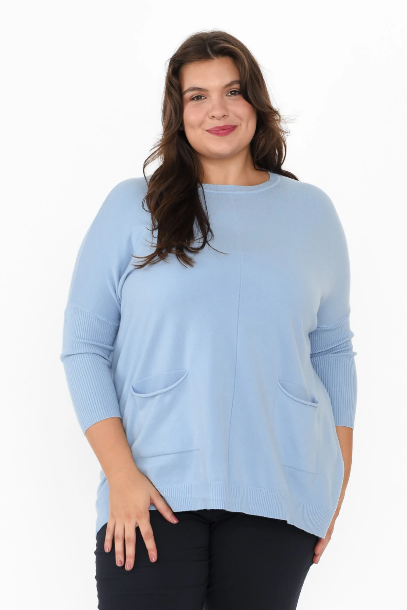 Helsinki Blue Knit Pocket Jumper - Image 8