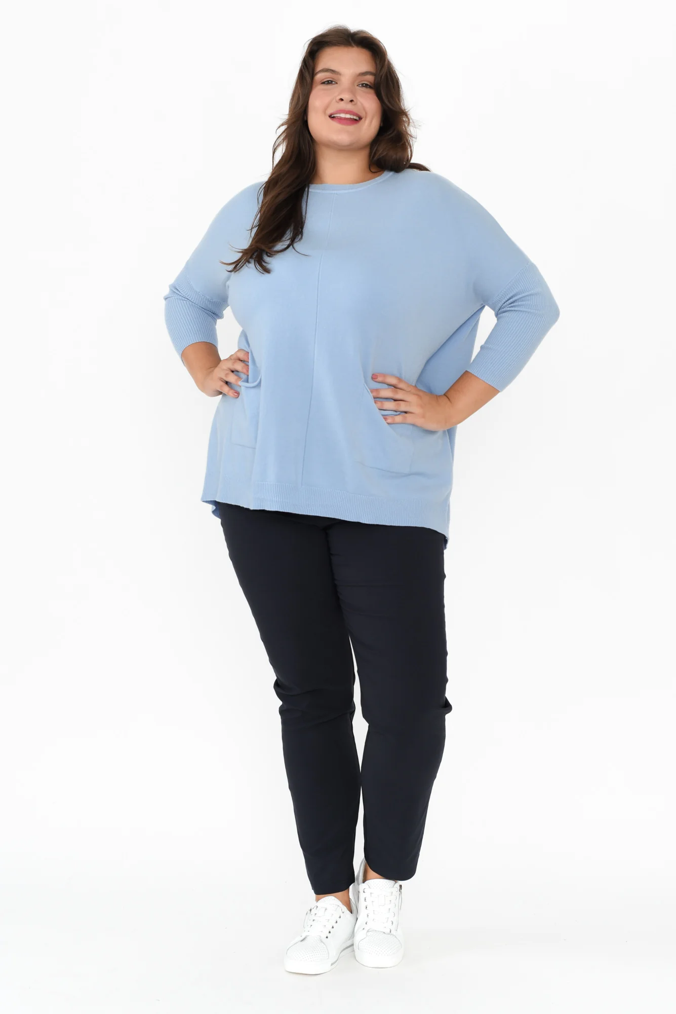 Helsinki Blue Knit Pocket Jumper - Image 9