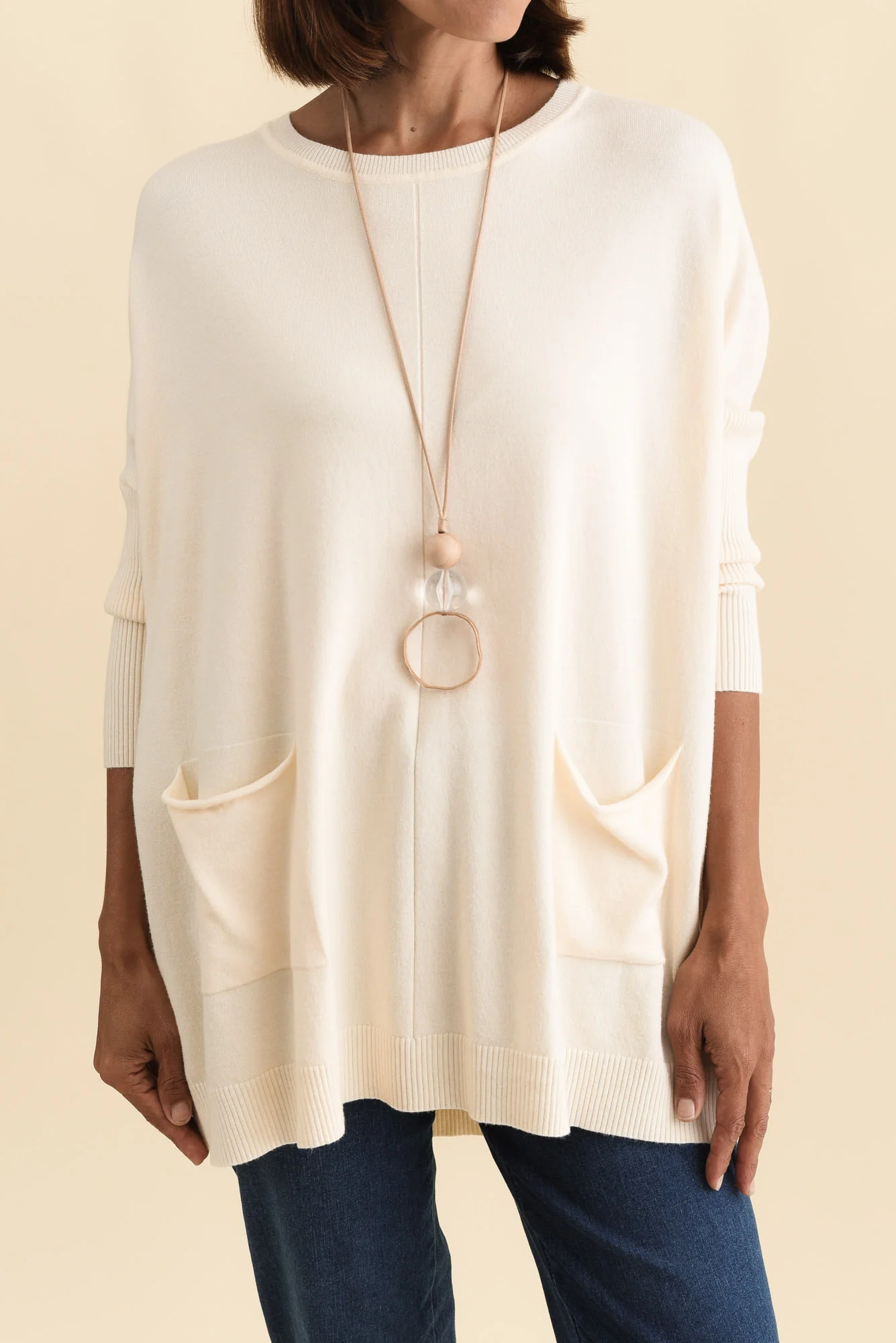 Helsinki Cream Knit Pocket Jumper - Image 6