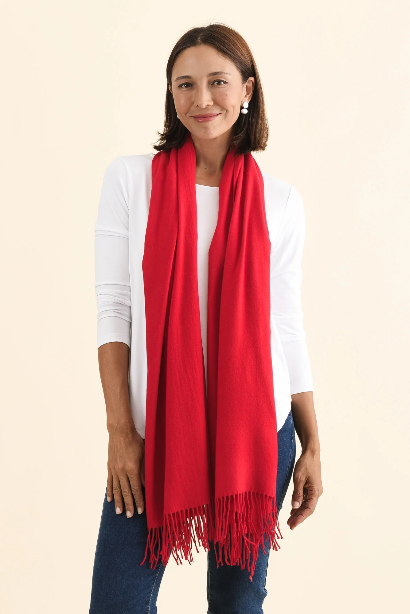 Heta Cherry Red Cotton Pashmina Scarf - Image 2