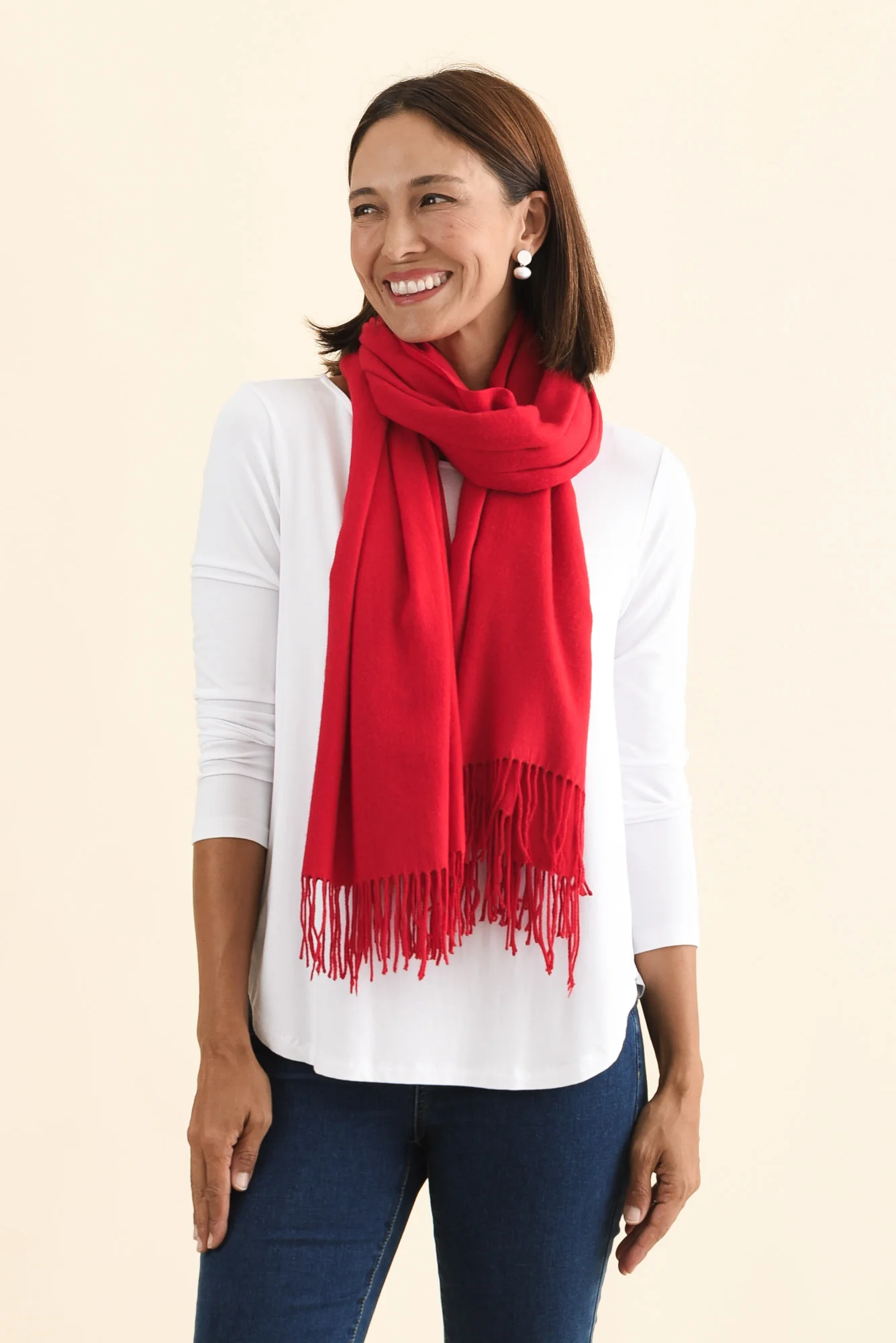Heta Cherry Red Cotton Pashmina Scarf - Image 3