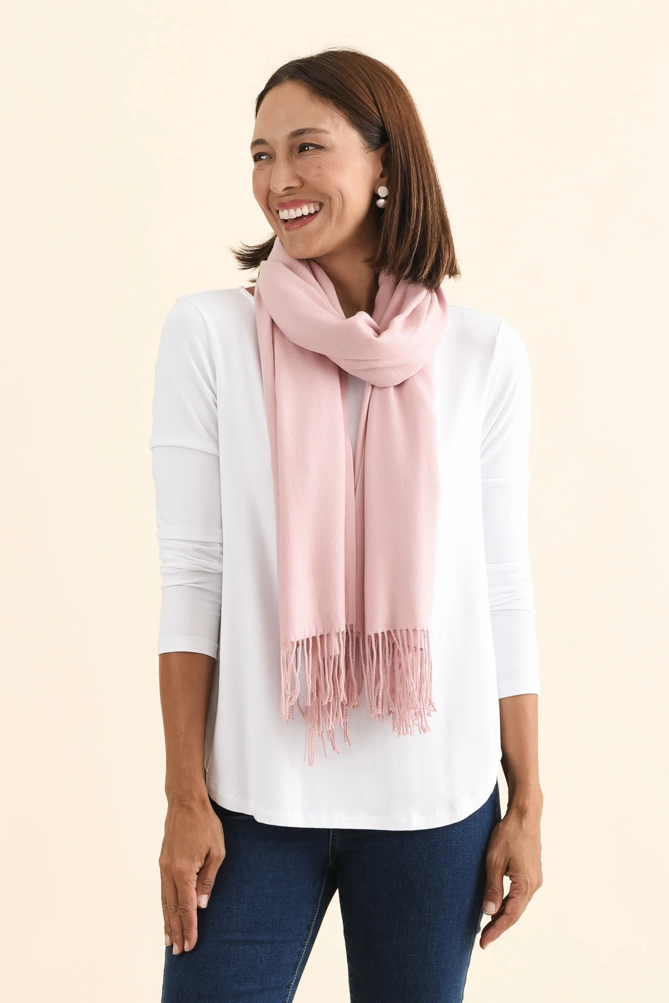 Heta Pink Cotton Pashmina Scarf - Image 3