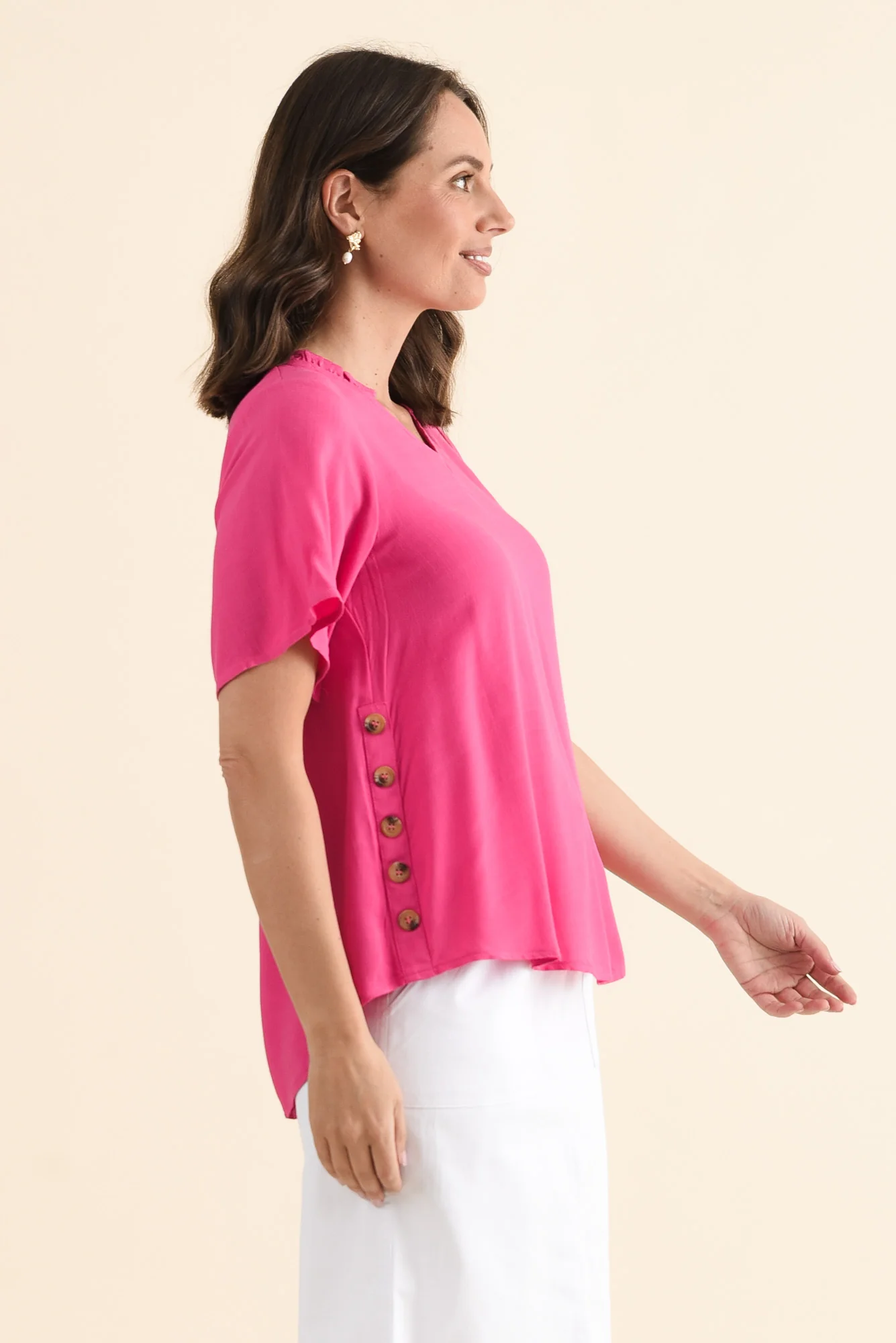 Hina Hot Pink Frill Collar Top - Image 3
