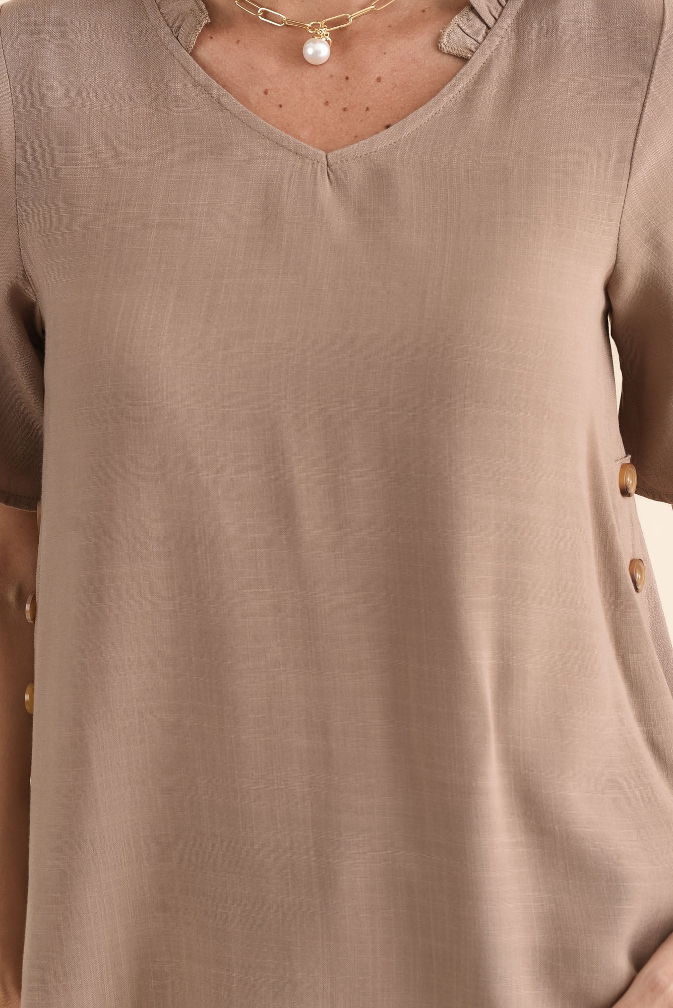 Hina Mocha Frill Collar Top - Image 5