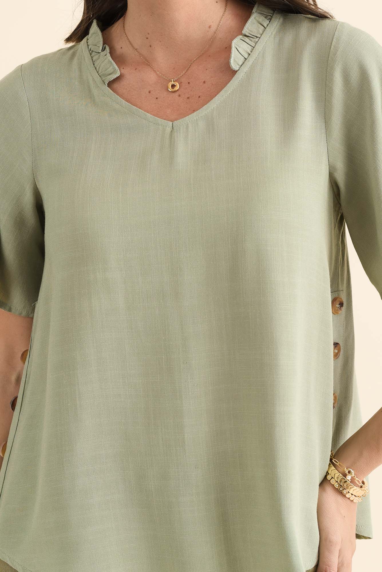 Hina Sage Frill Collar Top - Image 5