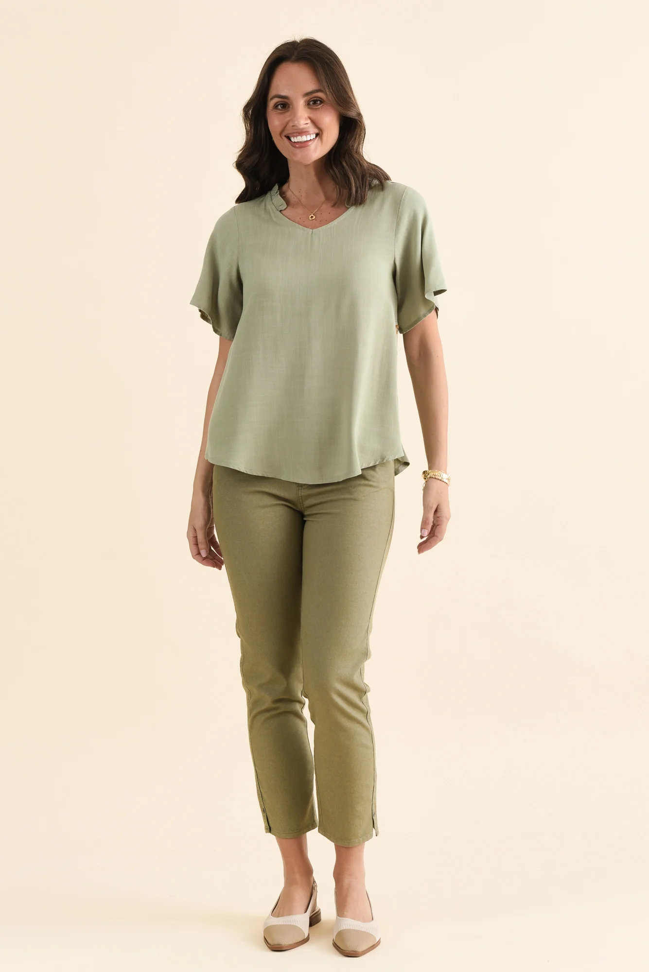 Hina Sage Frill Collar Top - Image 6