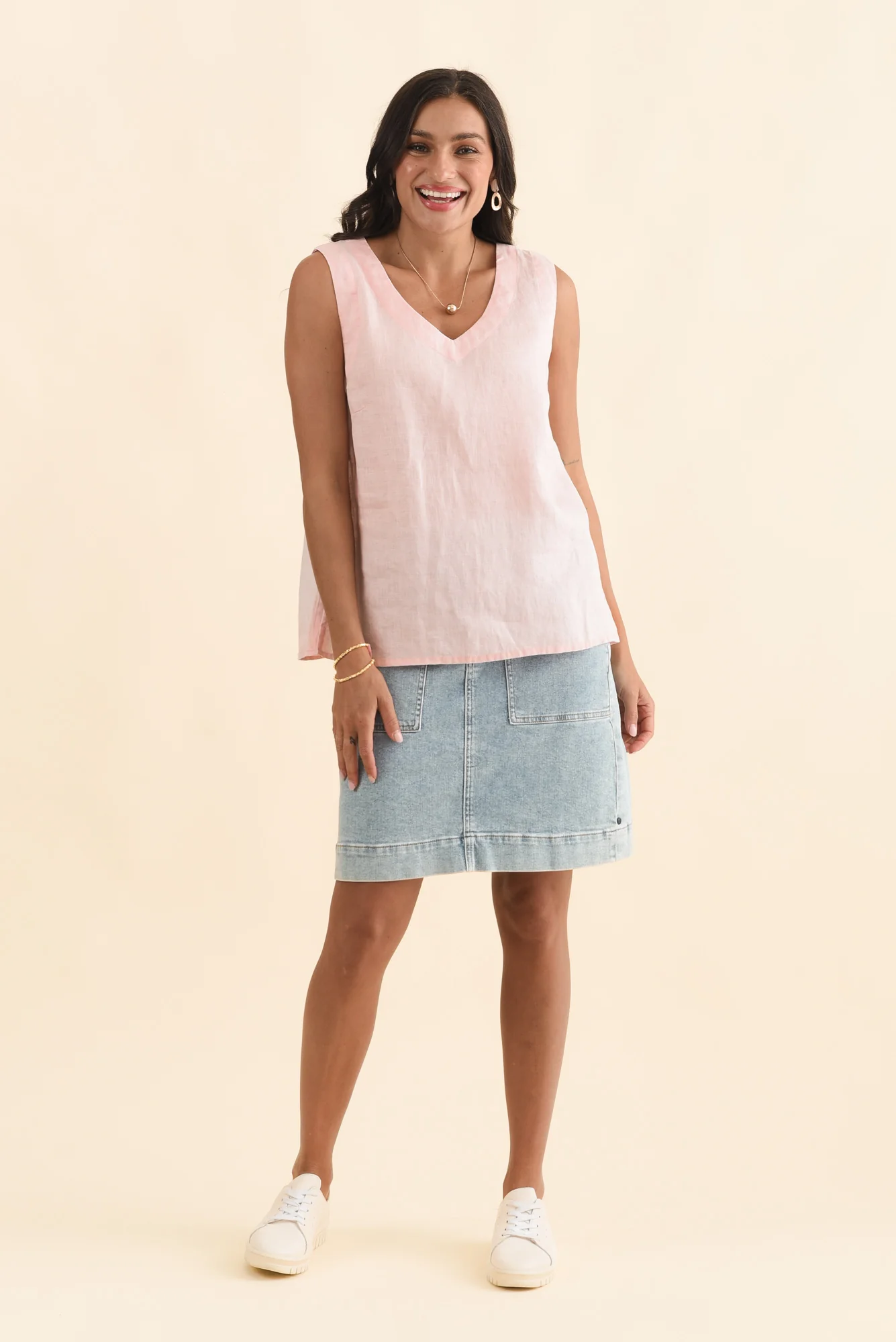 Inez Blush Linen Tank - Image 3