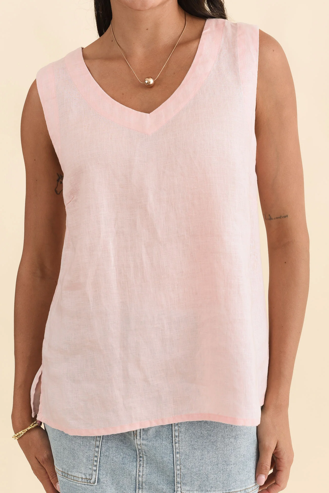 Inez Blush Linen Tank - Image 6