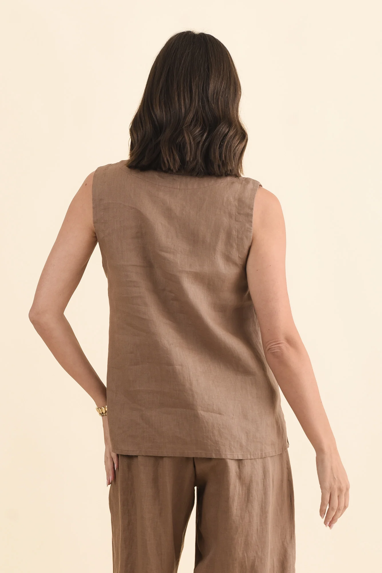 Inez Mocha Linen Tank - Image 5
