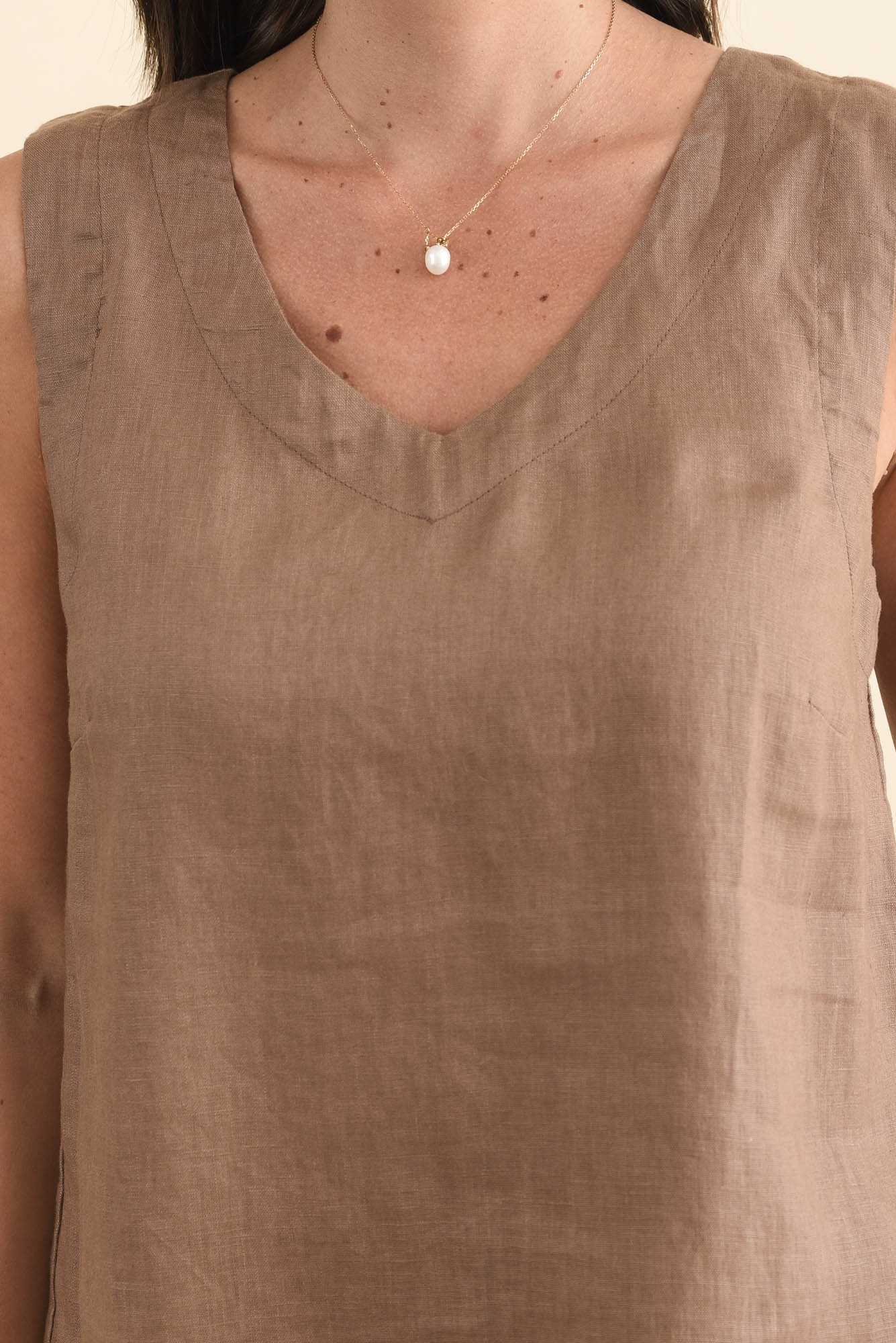 Inez Mocha Linen Tank - Image 6