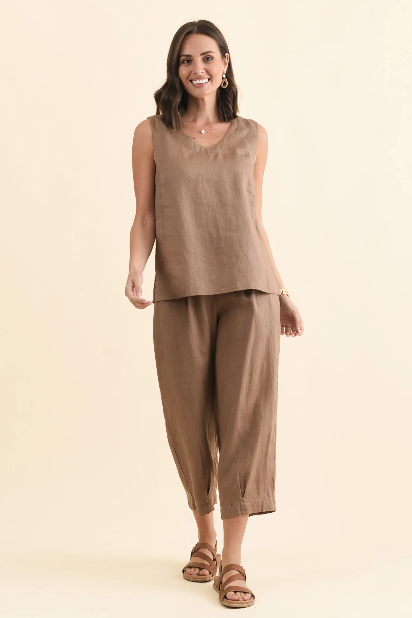 Inez Mocha Linen Tank - Image 7