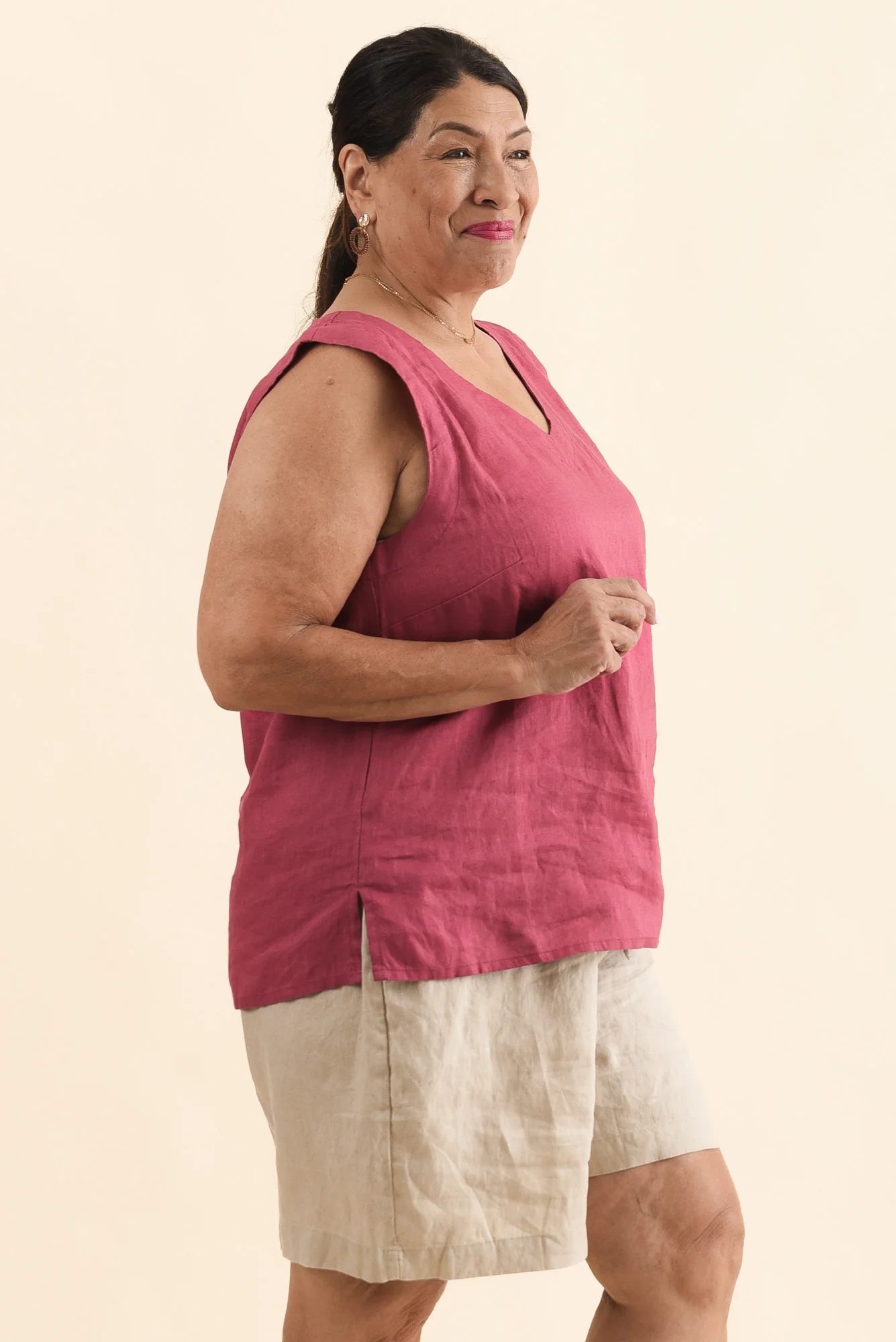 Inez Pink Linen Tank - Image 10