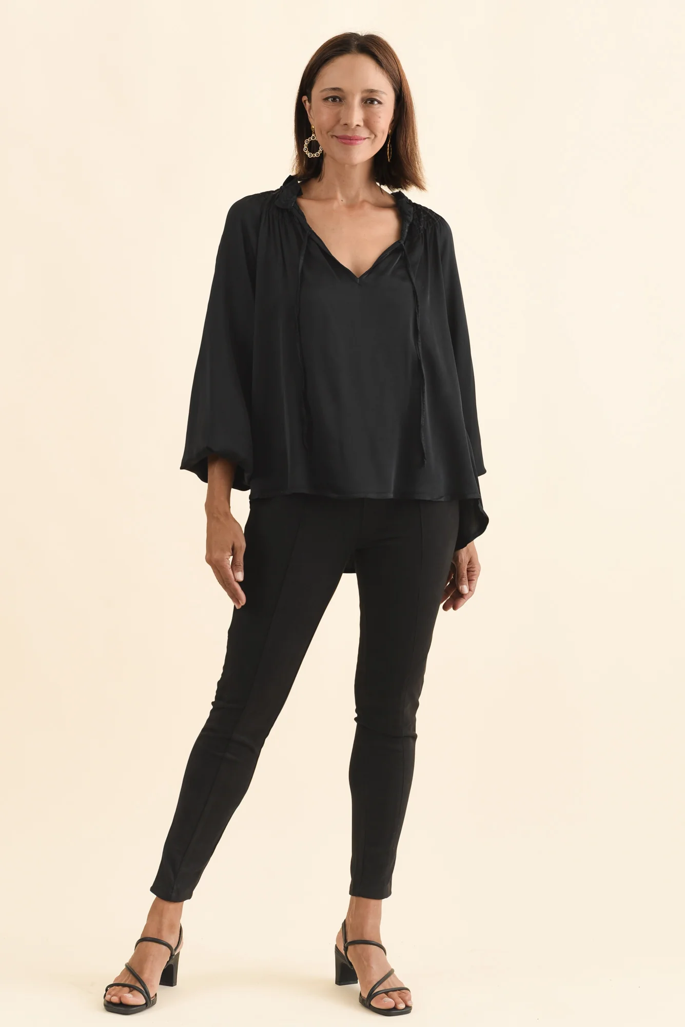 Isaac Black Silk Ruched Top - Image 7