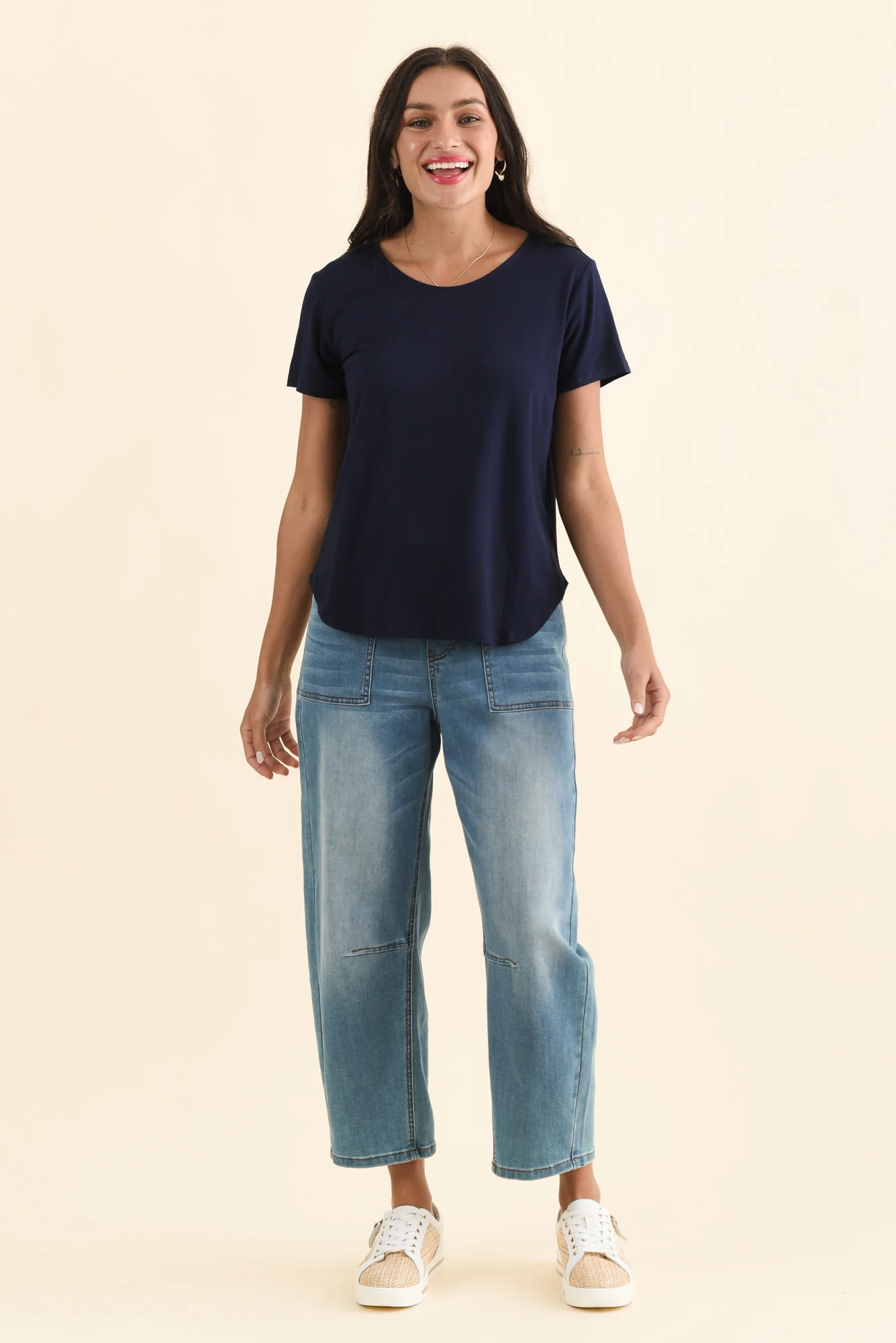 Janis Navy Bamboo Tee - Image 2