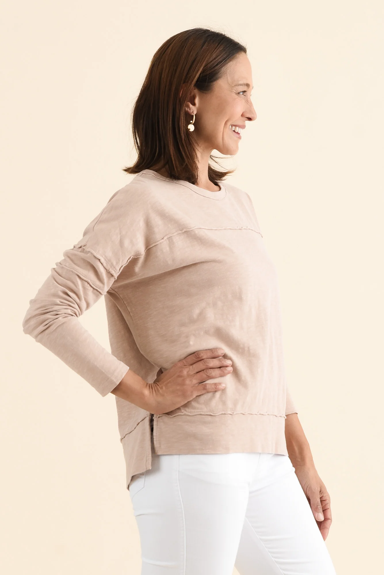 Jayne Beige Cotton Throw On Top - Image 3