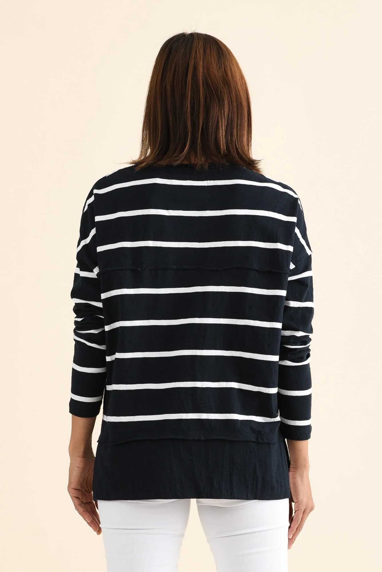 Jayne Navy Stripe Cotton Throw On Top - Image 4