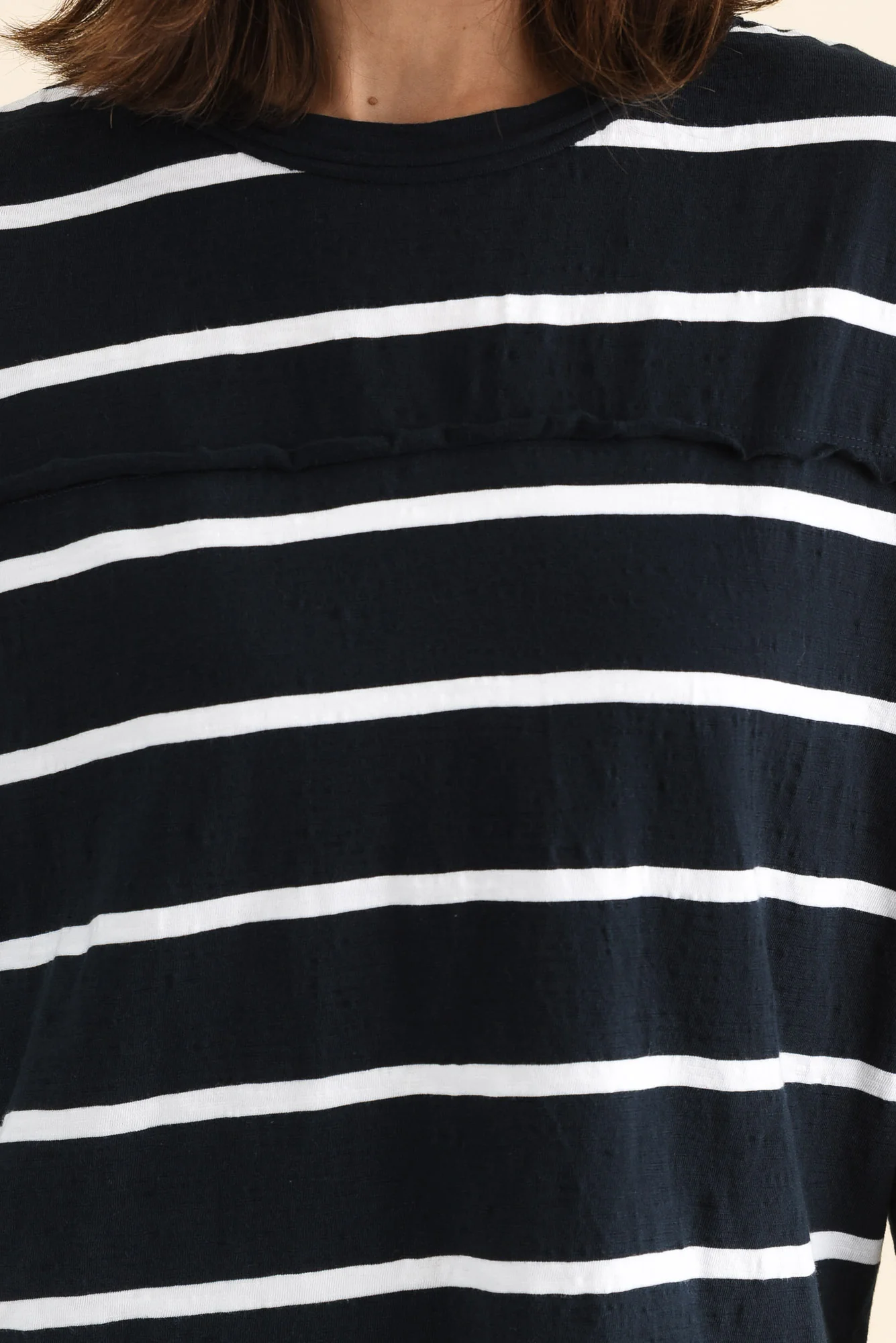 Jayne Navy Stripe Cotton Throw On Top - Image 5