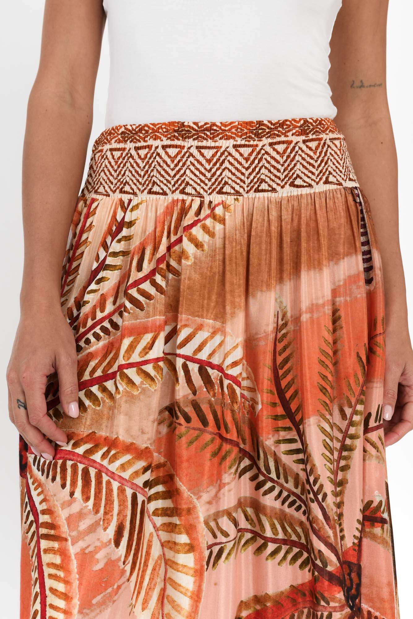 Jeannie Orange Palm Maxi Skirt - Image 5