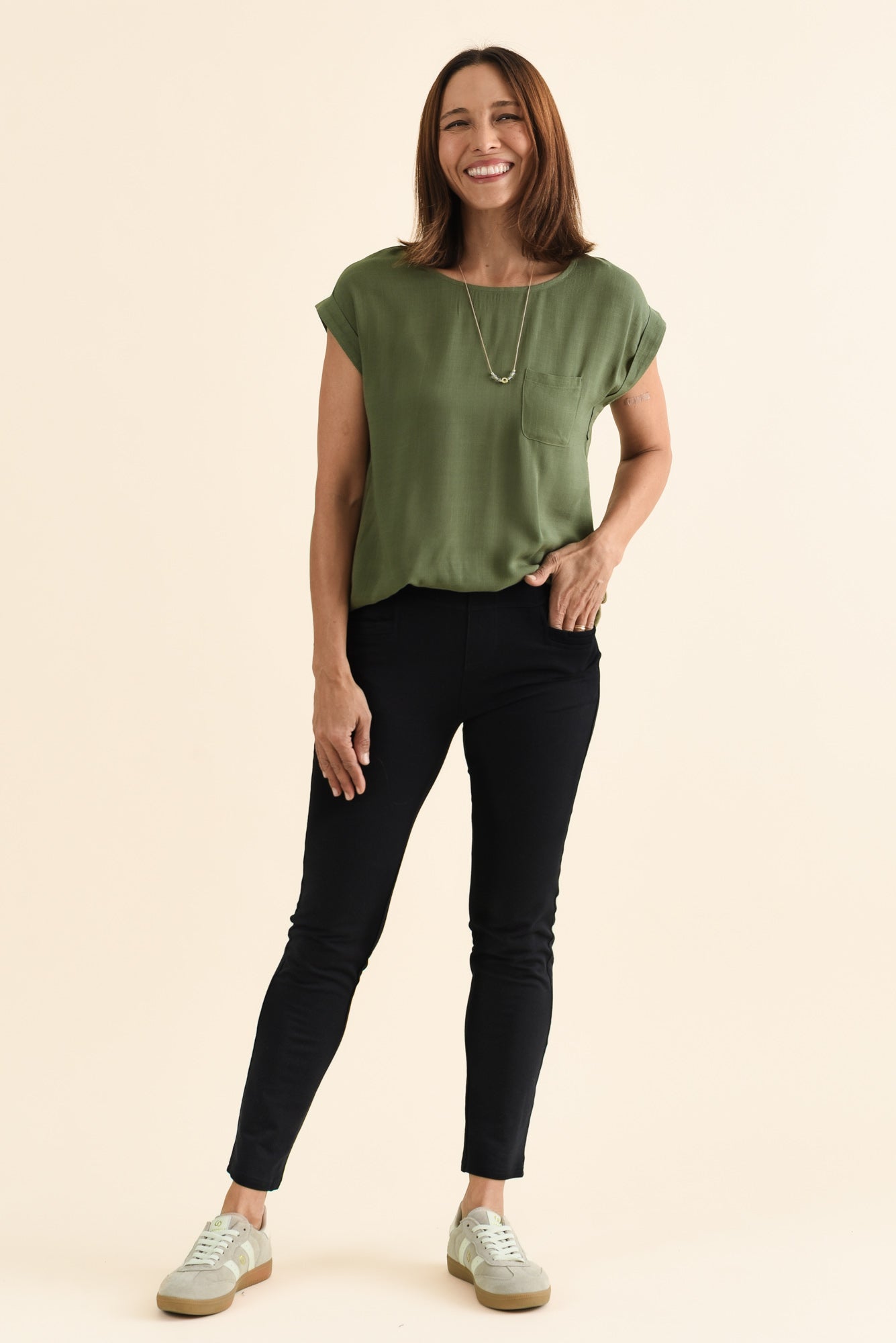Jove Black Cotton Stretch Pants - Image 6