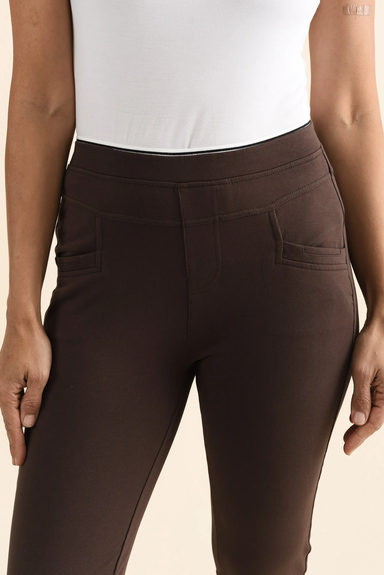 Jove Chocolate Cotton Stretch Pants - Image 5