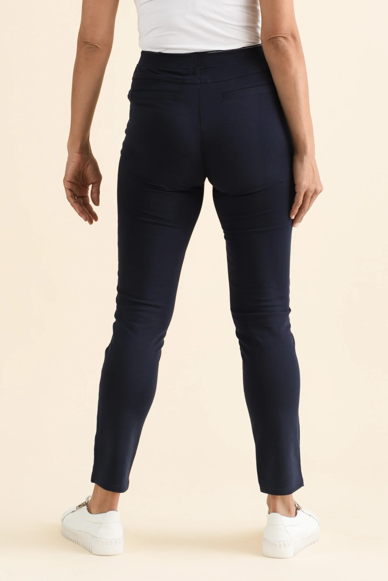 Jove Navy Cotton Stretch Pants - Image 4