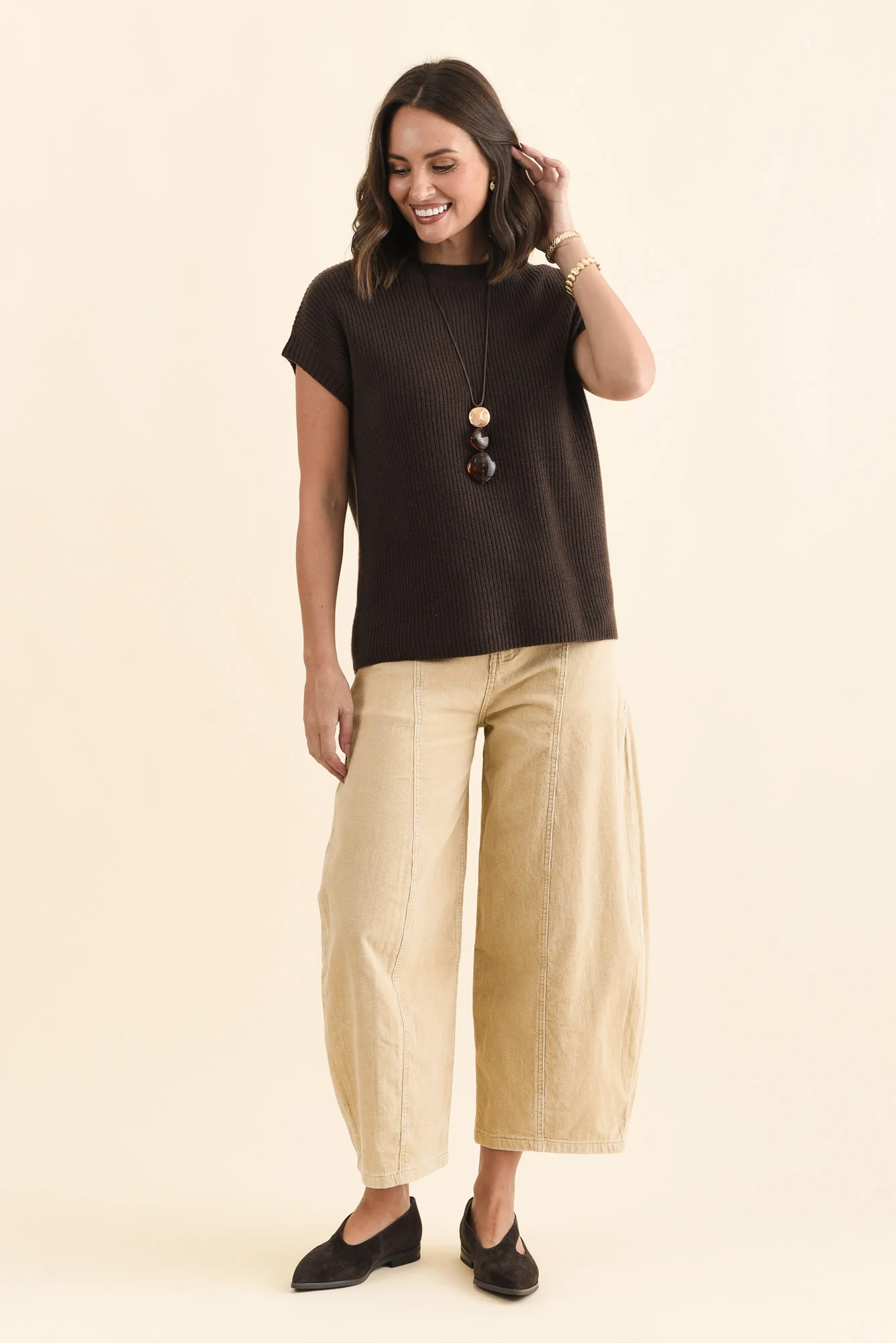 Joyce Chocolate Wool Cashmere Tee - Image 6