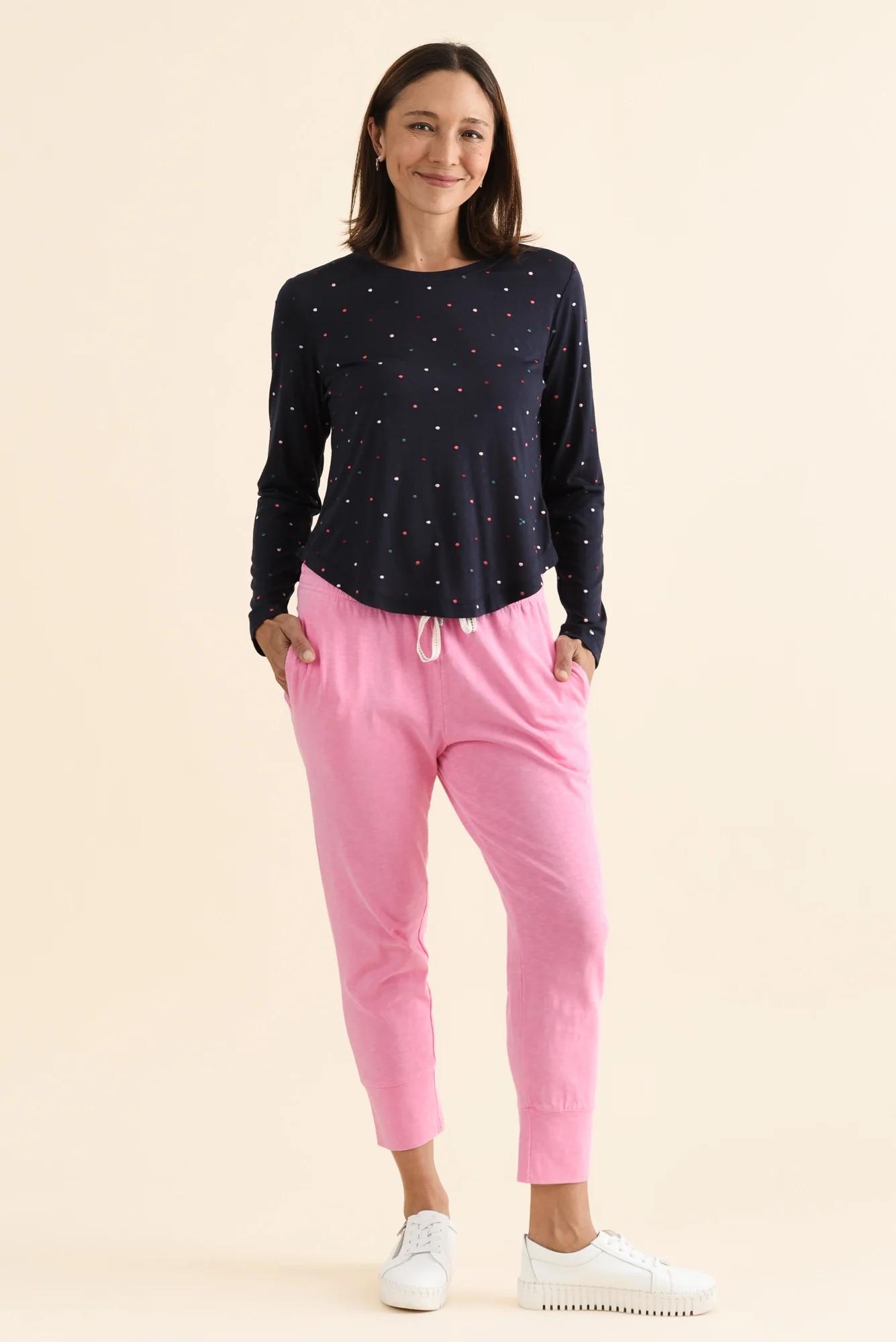 Kaja Navy Spot Long Sleeve Tee - Image 2