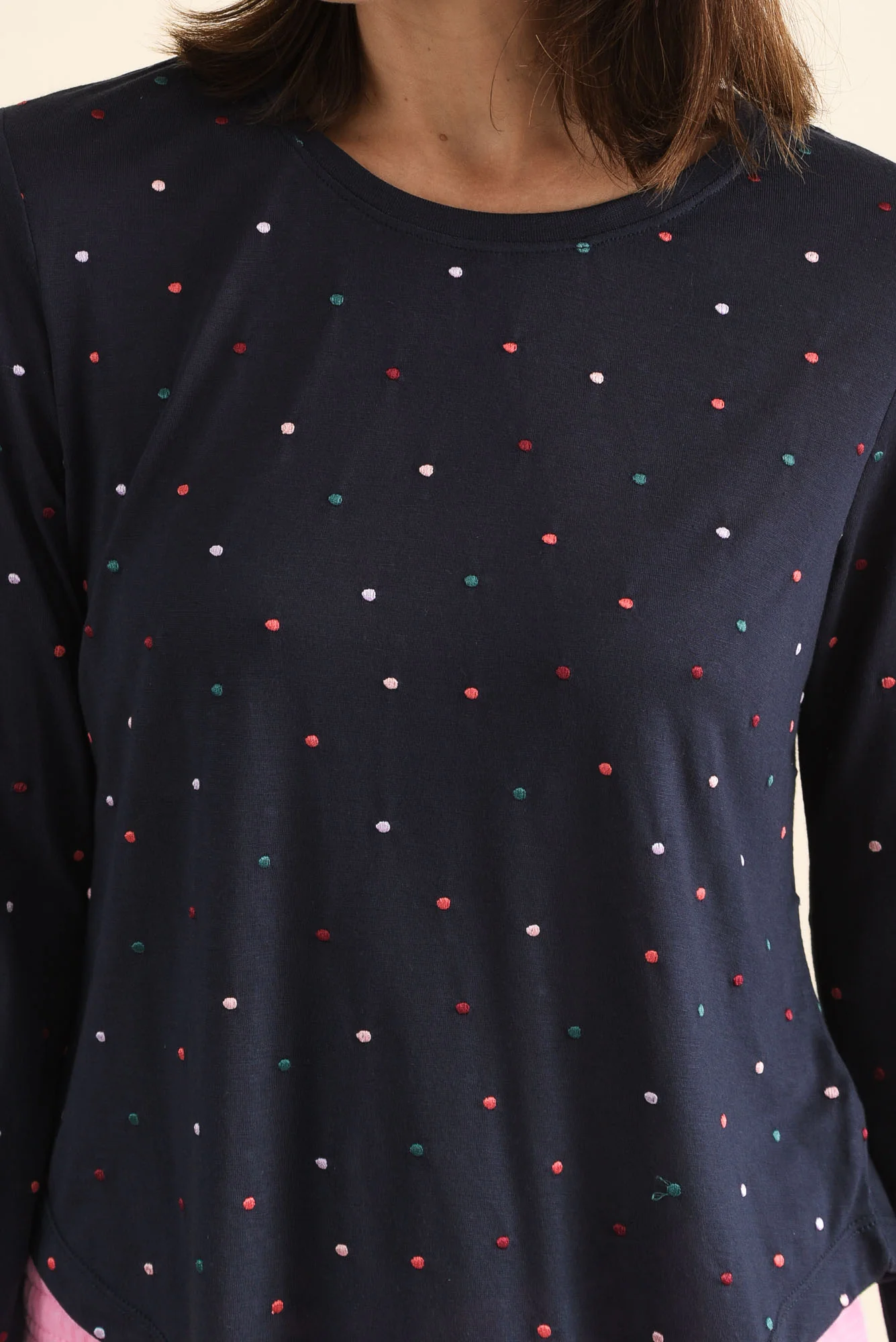 Kaja Navy Spot Long Sleeve Tee - Image 5