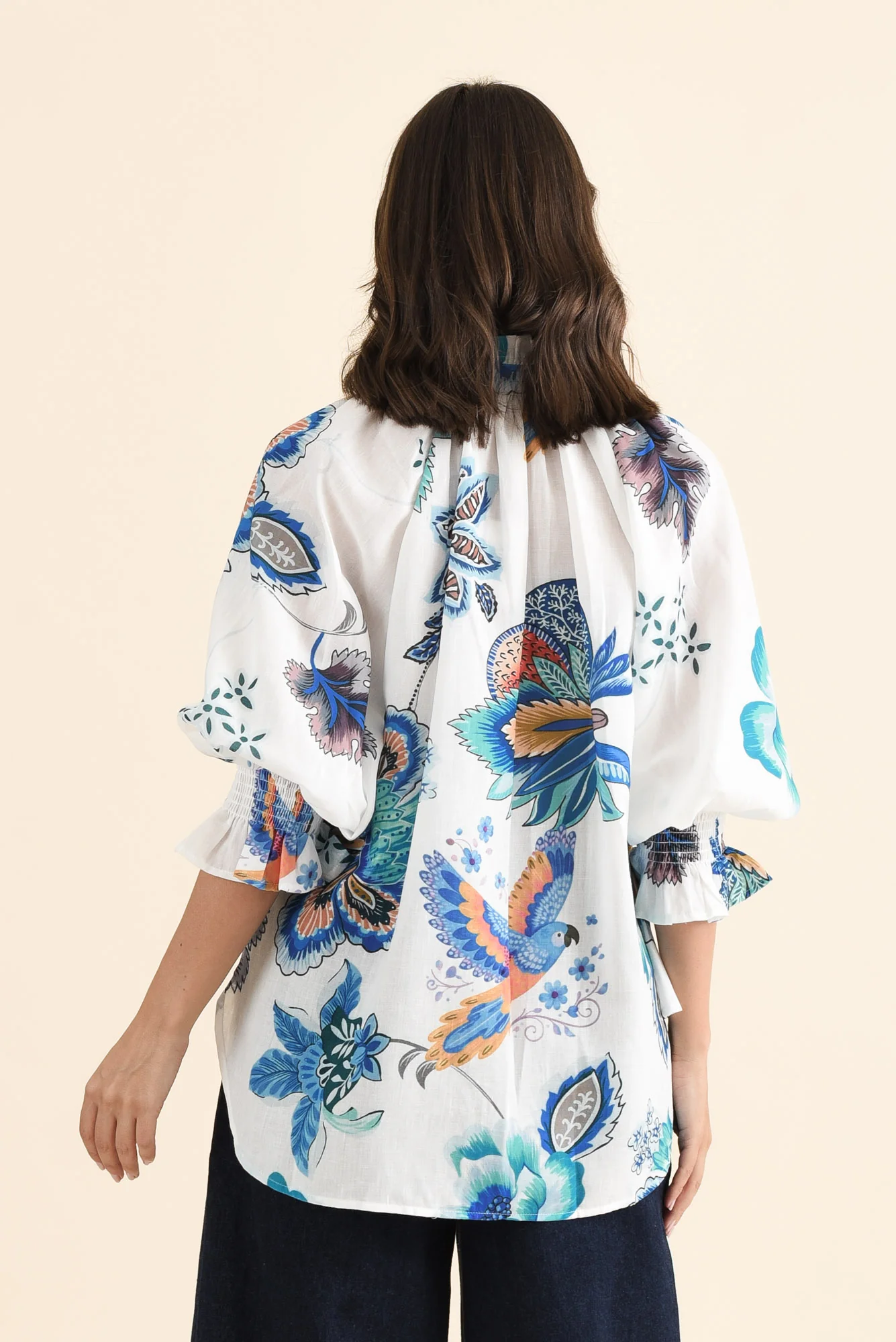 Kelis Blue Garden Linen Blend Shirt - Image 4