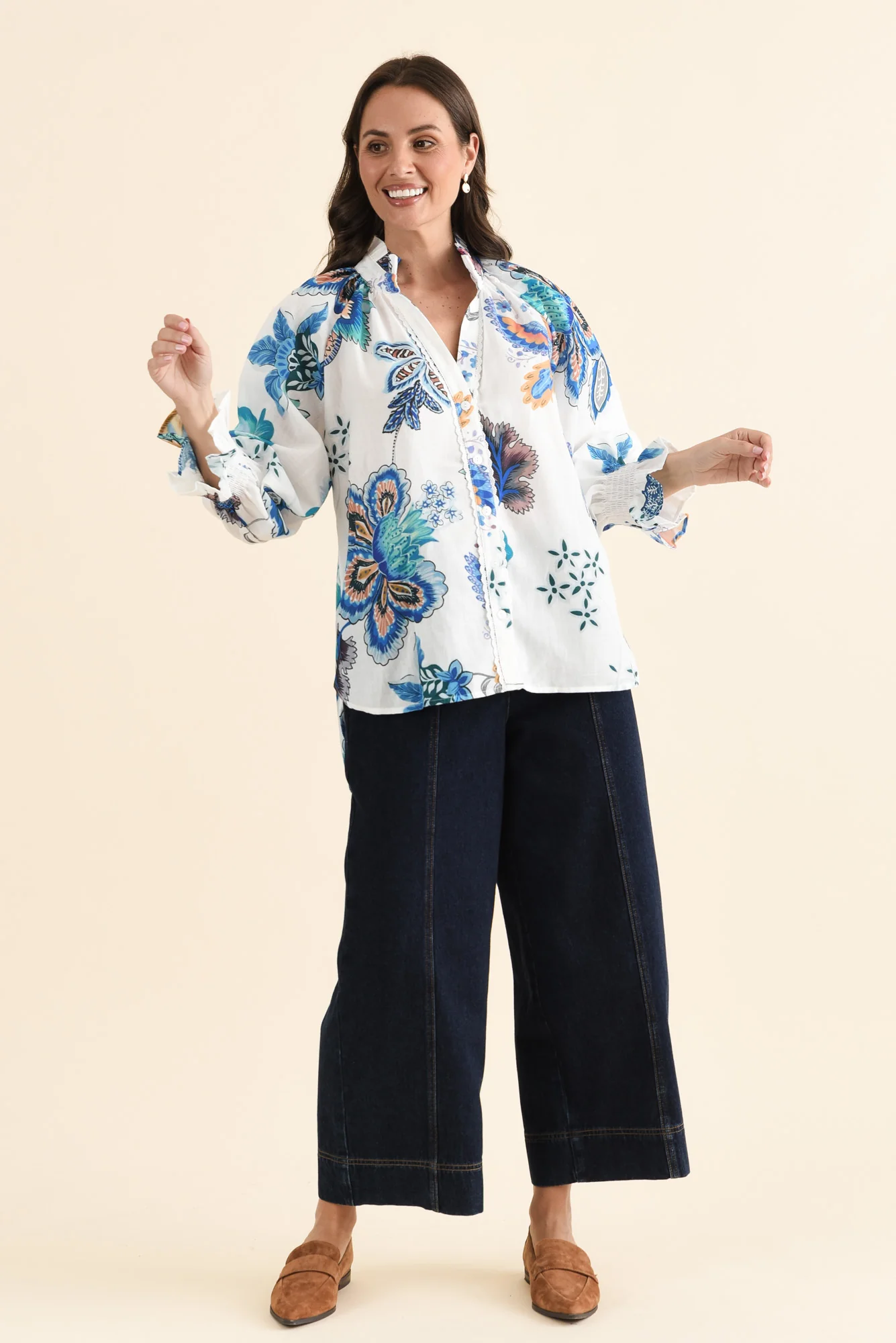 Kelis Blue Garden Linen Blend Shirt - Image 6