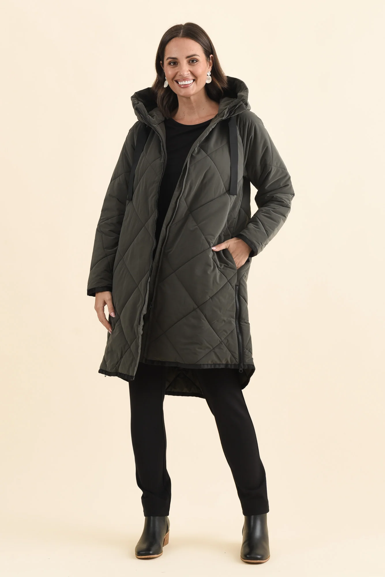 Koami Charcoal Quilted Hooded Coat - Image 3