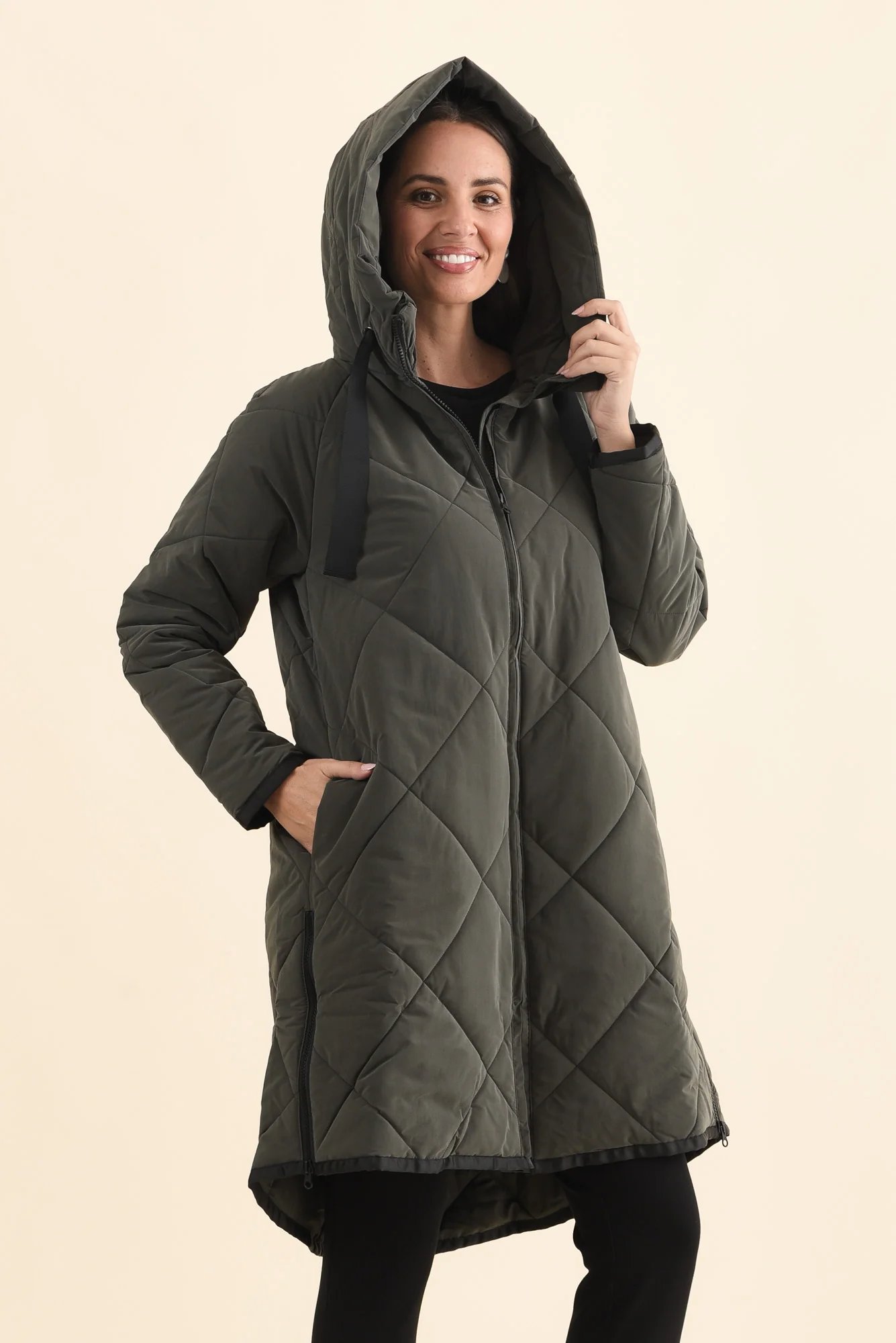 Koami Charcoal Quilted Hooded Coat - Image 4