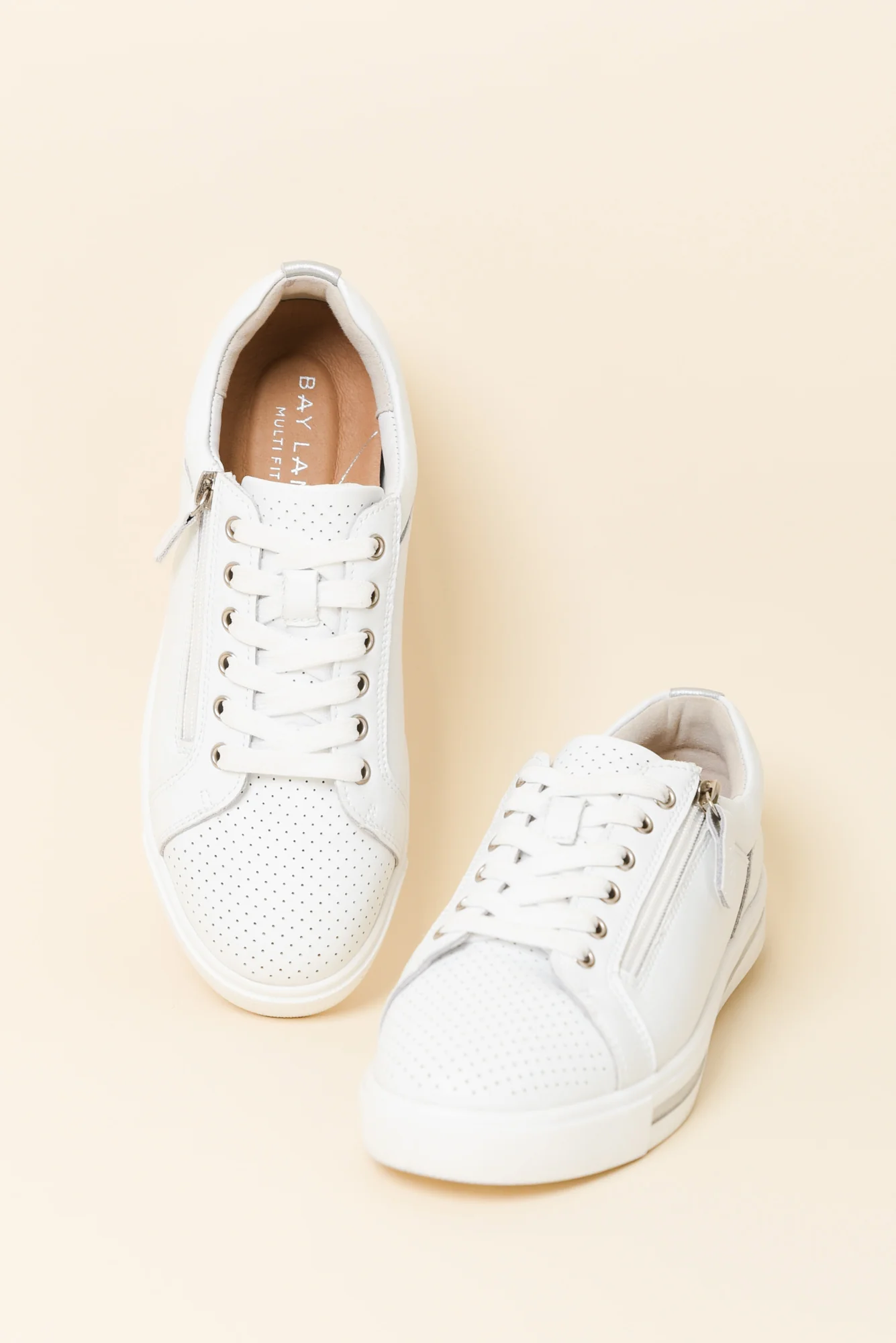 Koko White Leather Zip Sneaker - Image 3