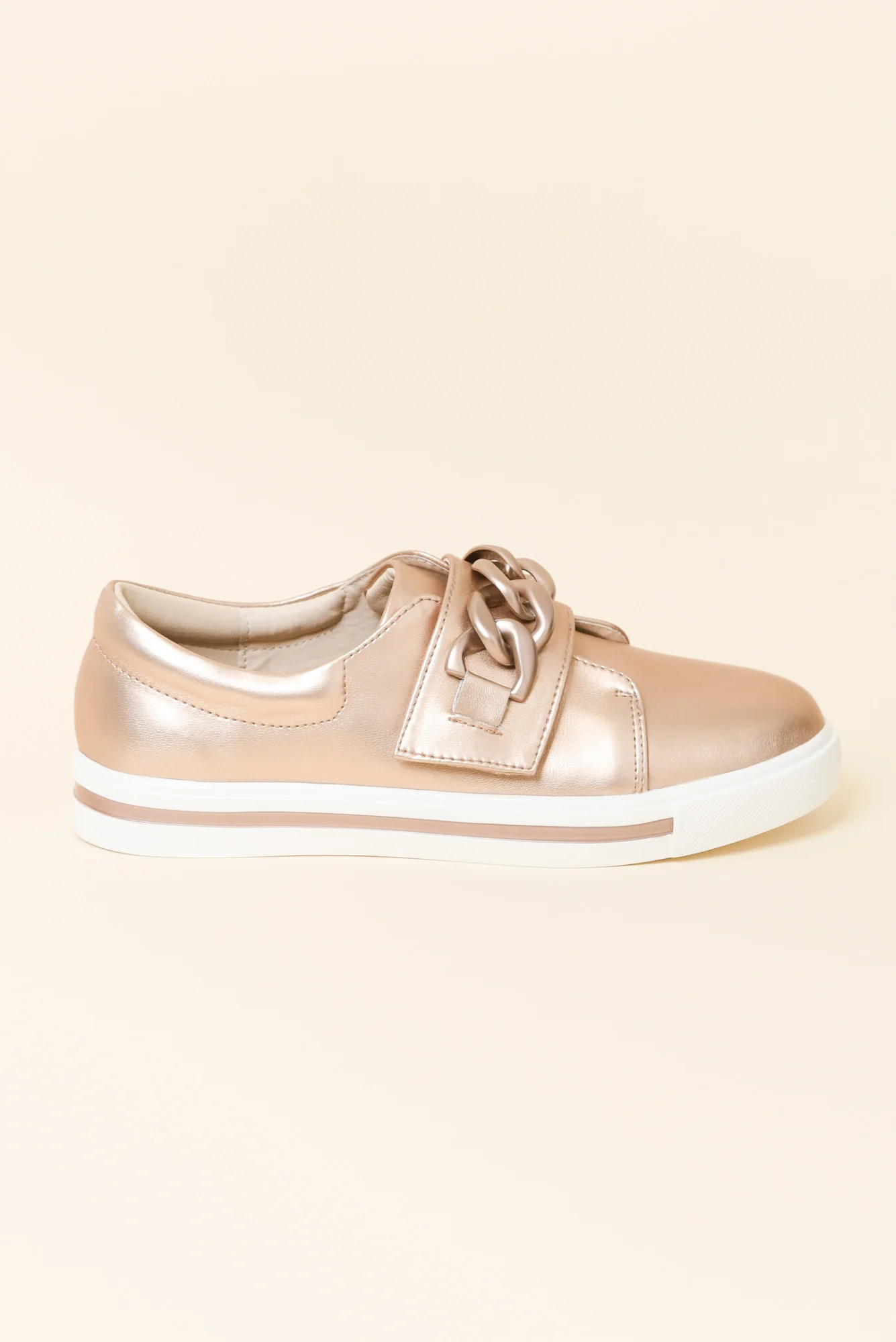 Koolah Rose Gold Leather Chain Sneaker