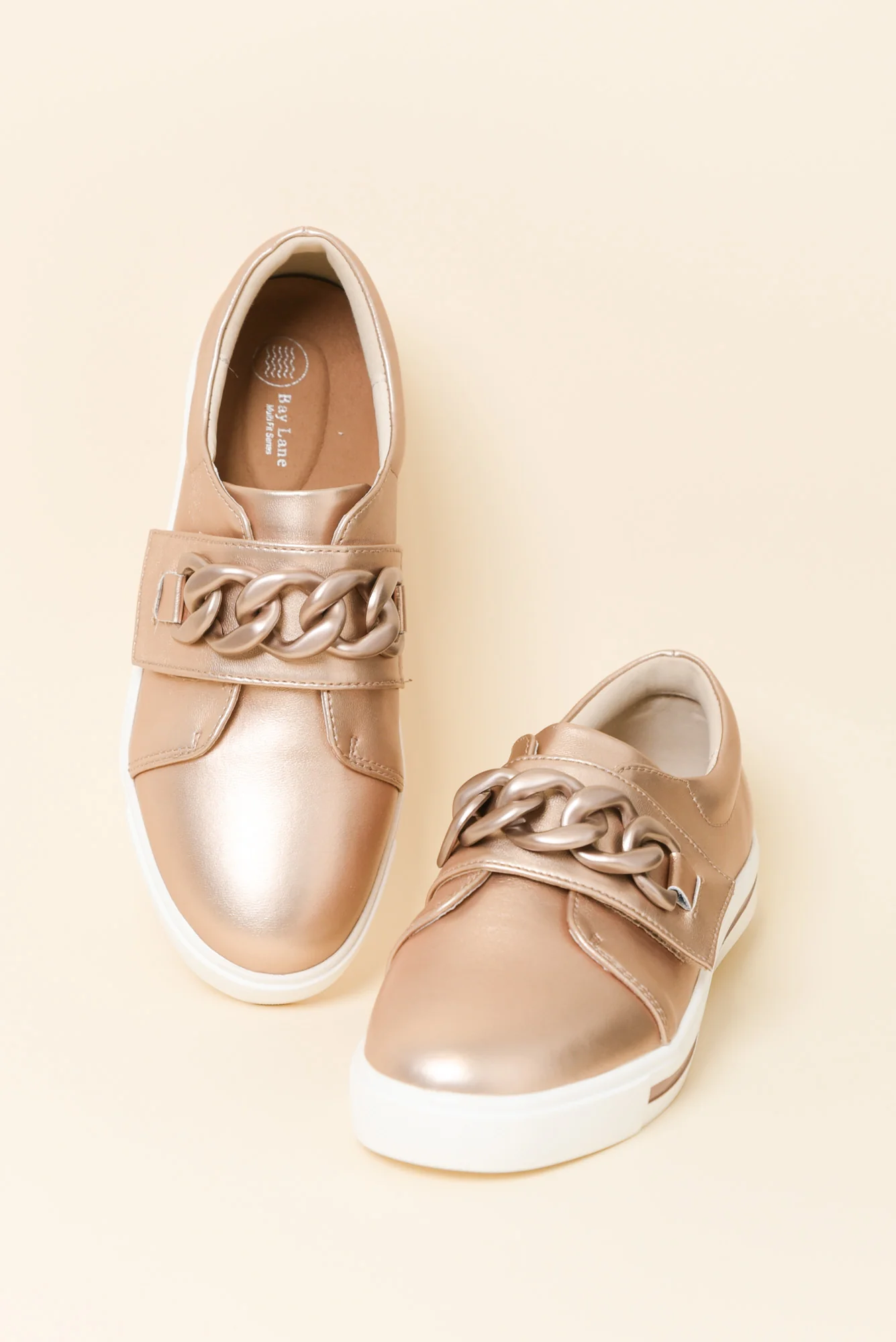 Koolah Rose Gold Leather Chain Sneaker - Image 2