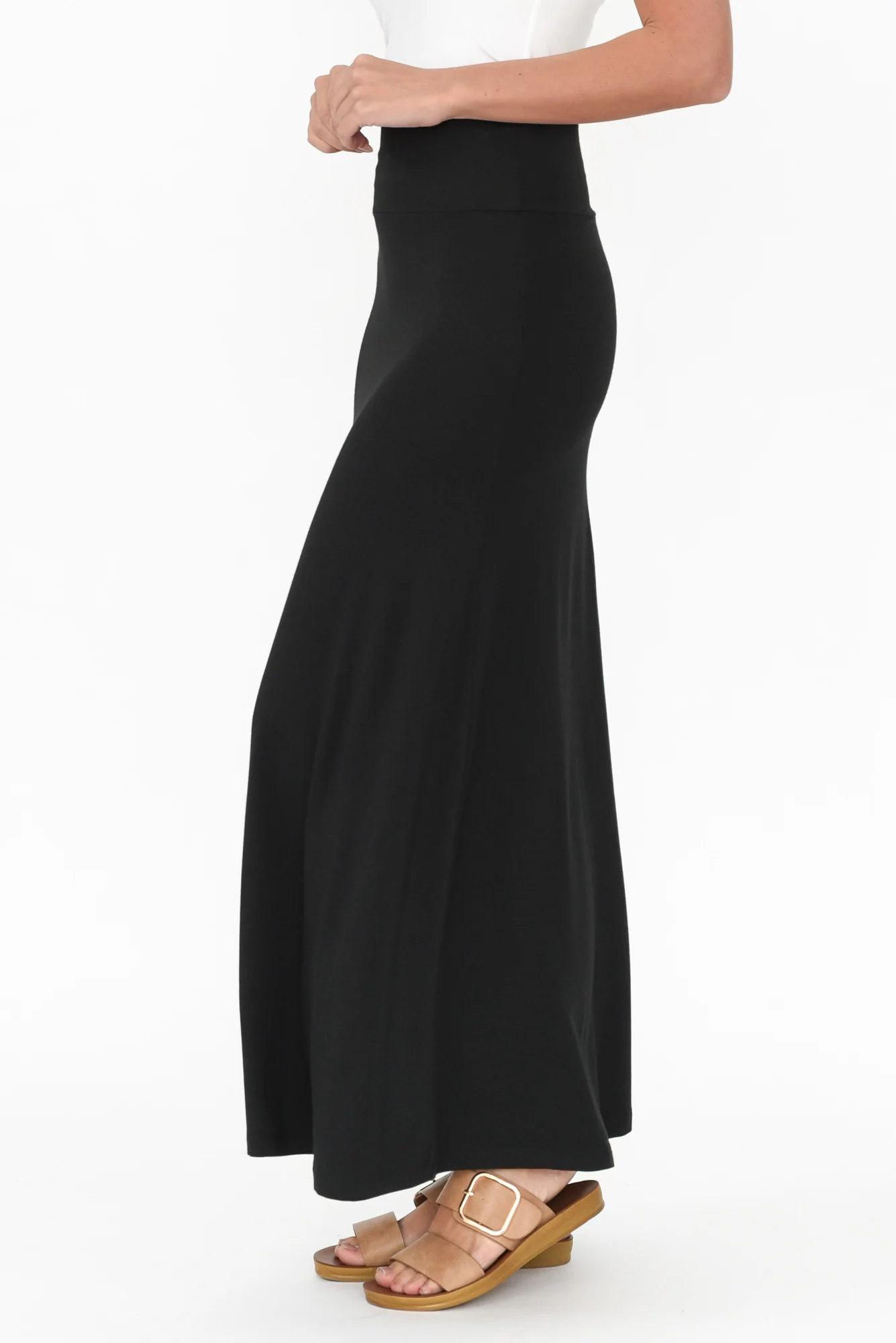 Lana Black Bamboo Cotton Maxi Skirt - Image 4