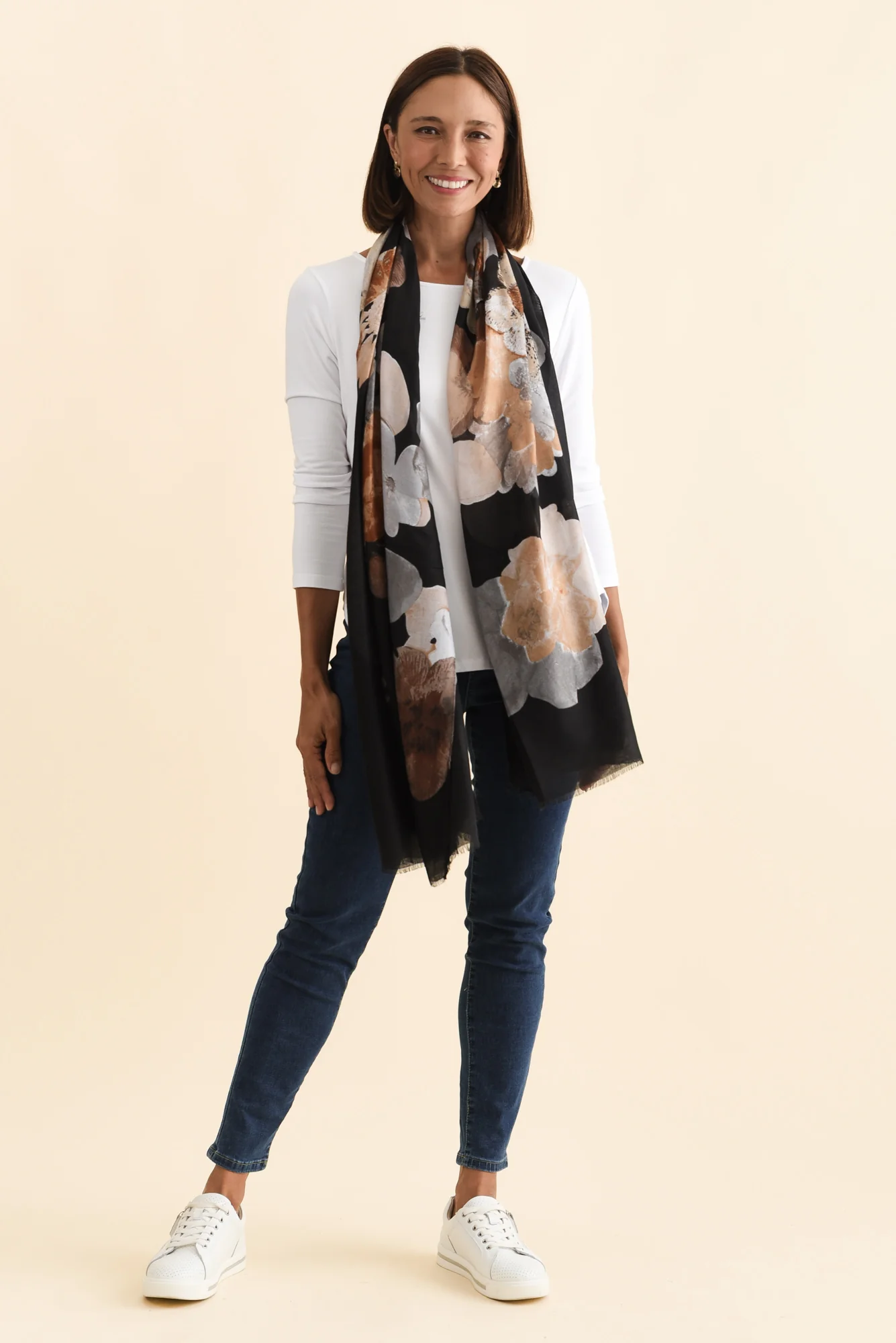 Landry Black Flower Scarf - Image 3