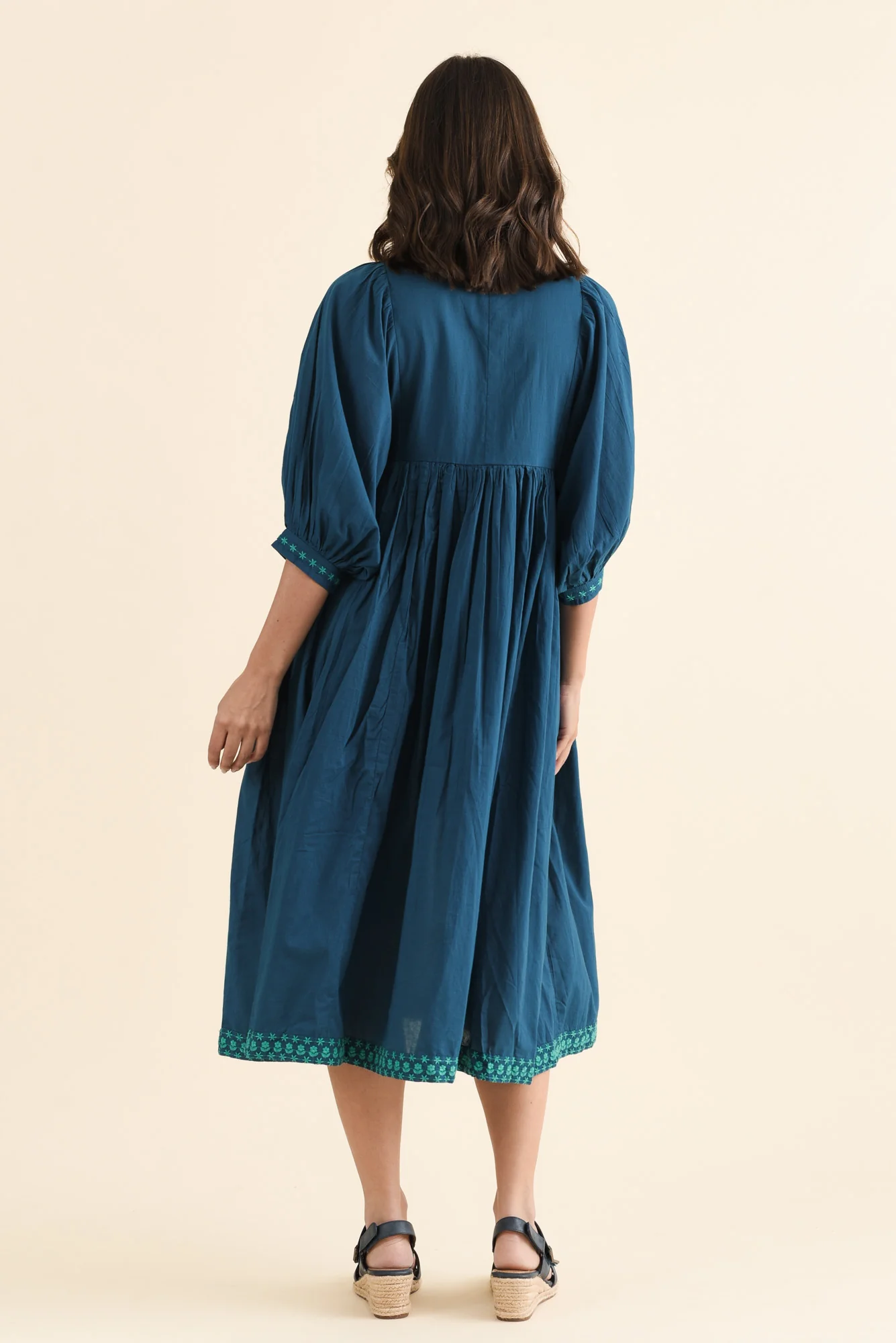 Lazlo Blue Cotton Embroidered Dress - Image 4
