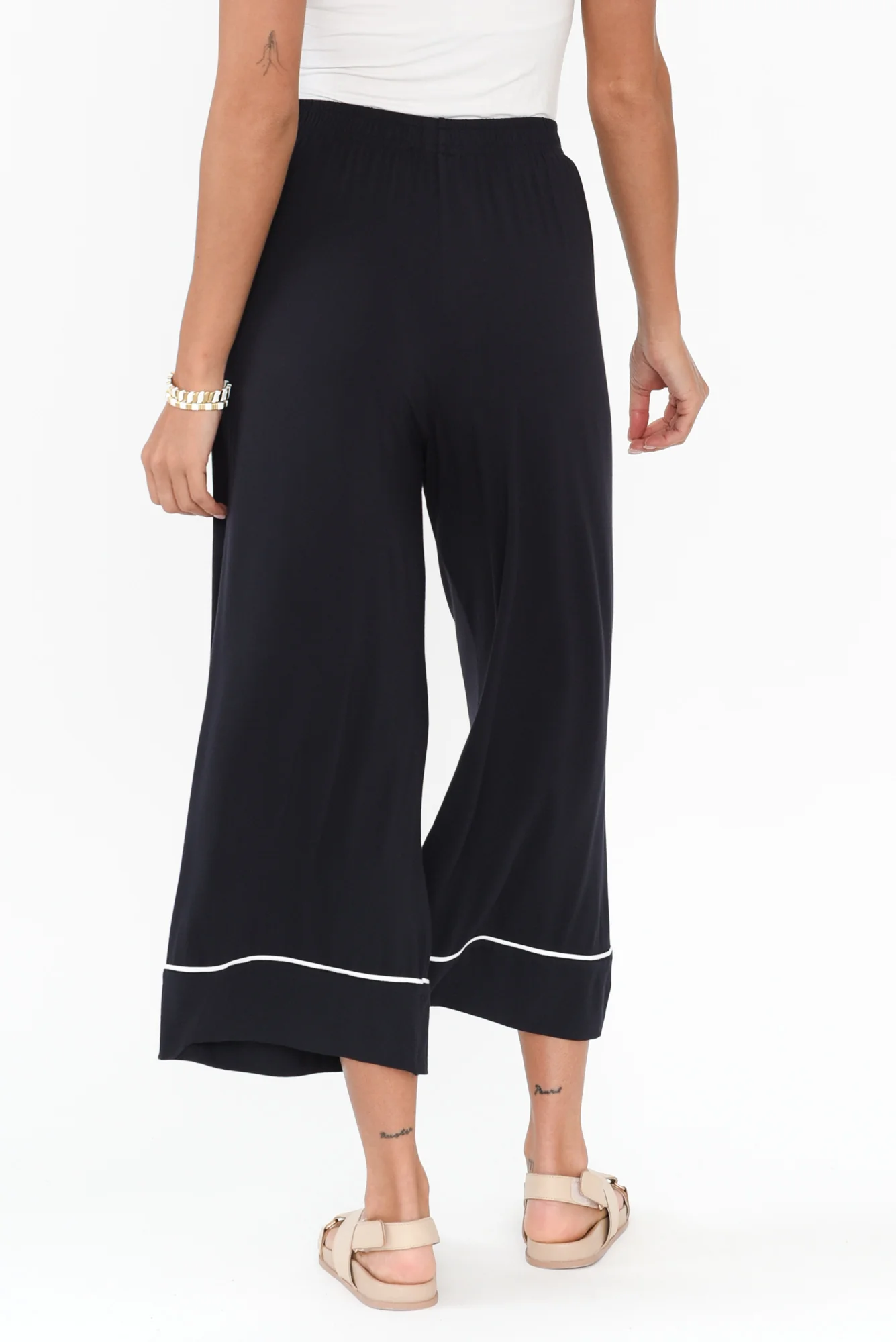 Lena Navy Contrast Micro Modal Resort Pants - Image 5