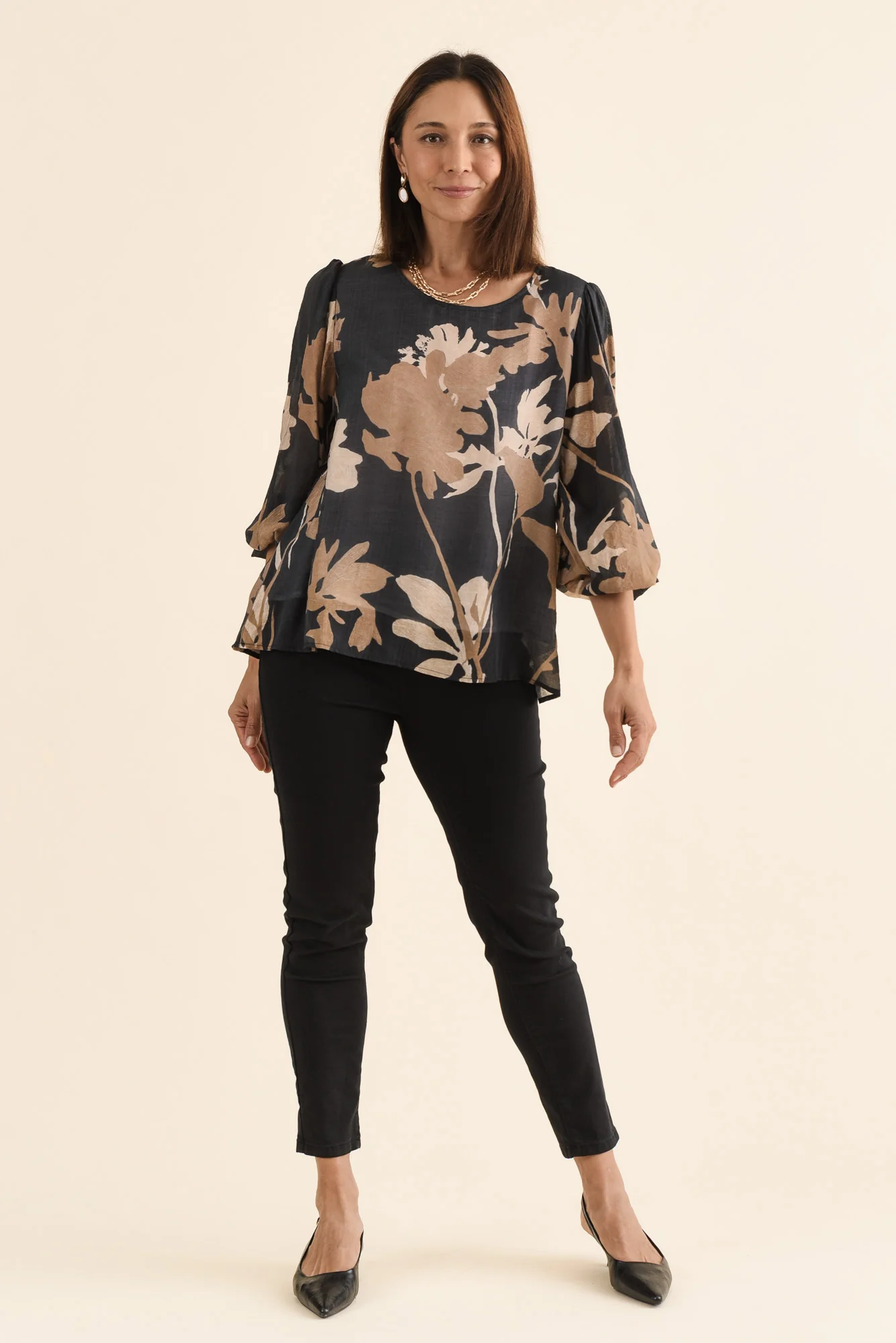 Lenah Black Floral Sleeved Top - Image 6