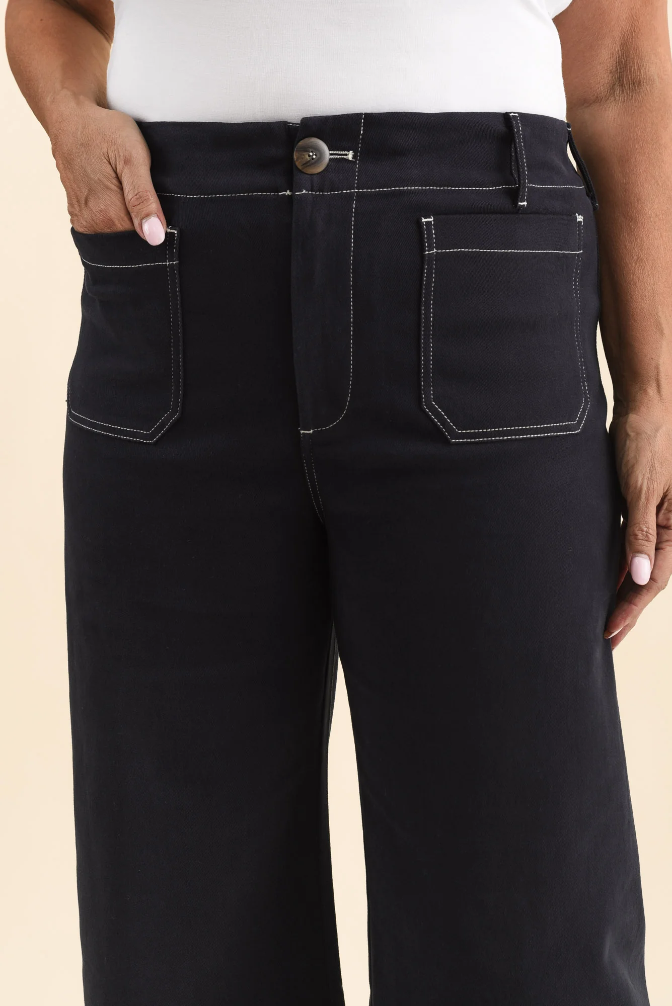 Lenon Dark Blue Denim Cropped Jeans - Image 5