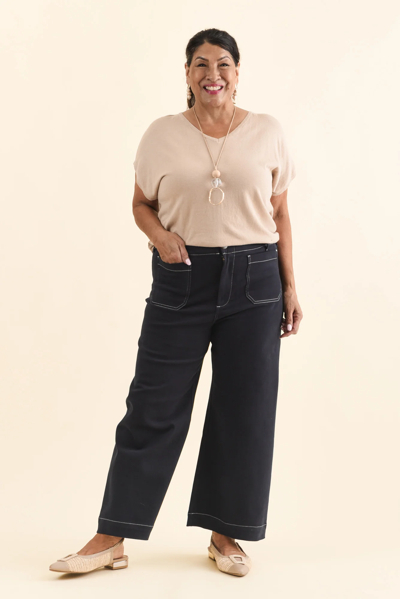 Lenon Dark Blue Denim Cropped Jeans - Image 6
