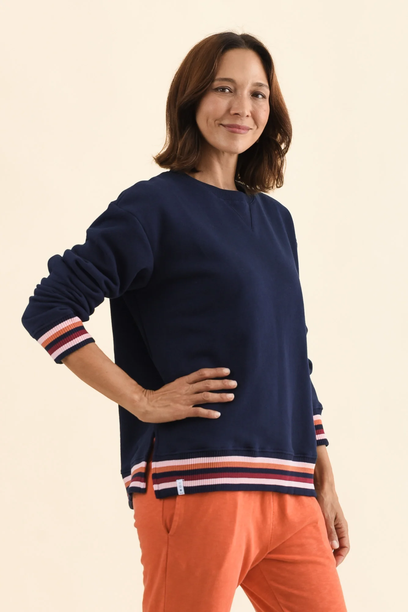 Lili Navy Fleece Trim Sweatshirt - Image 4