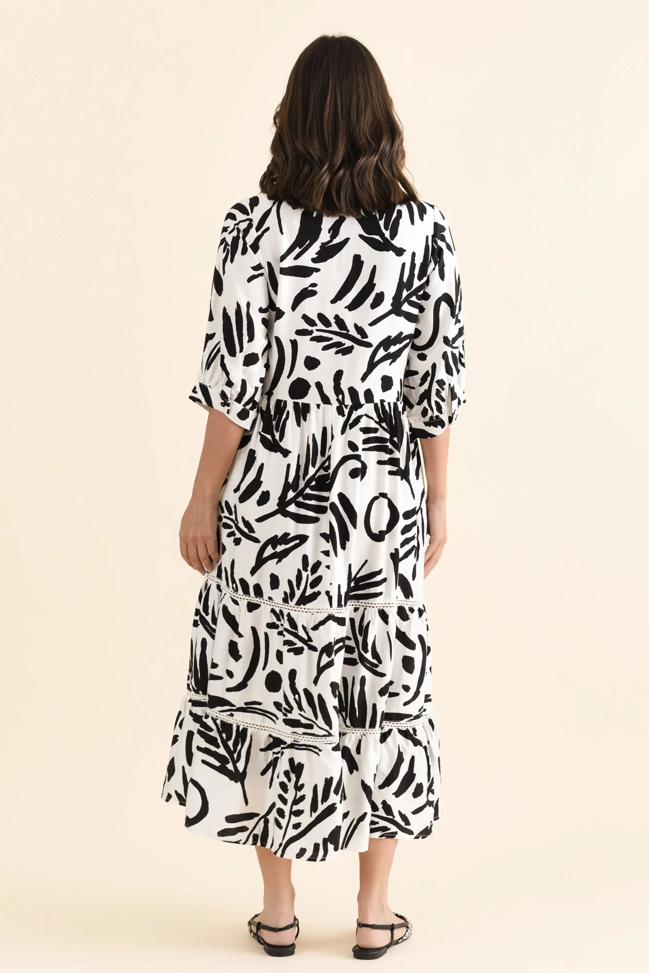 Lillian Black Leaf Tier Dress - Image 5