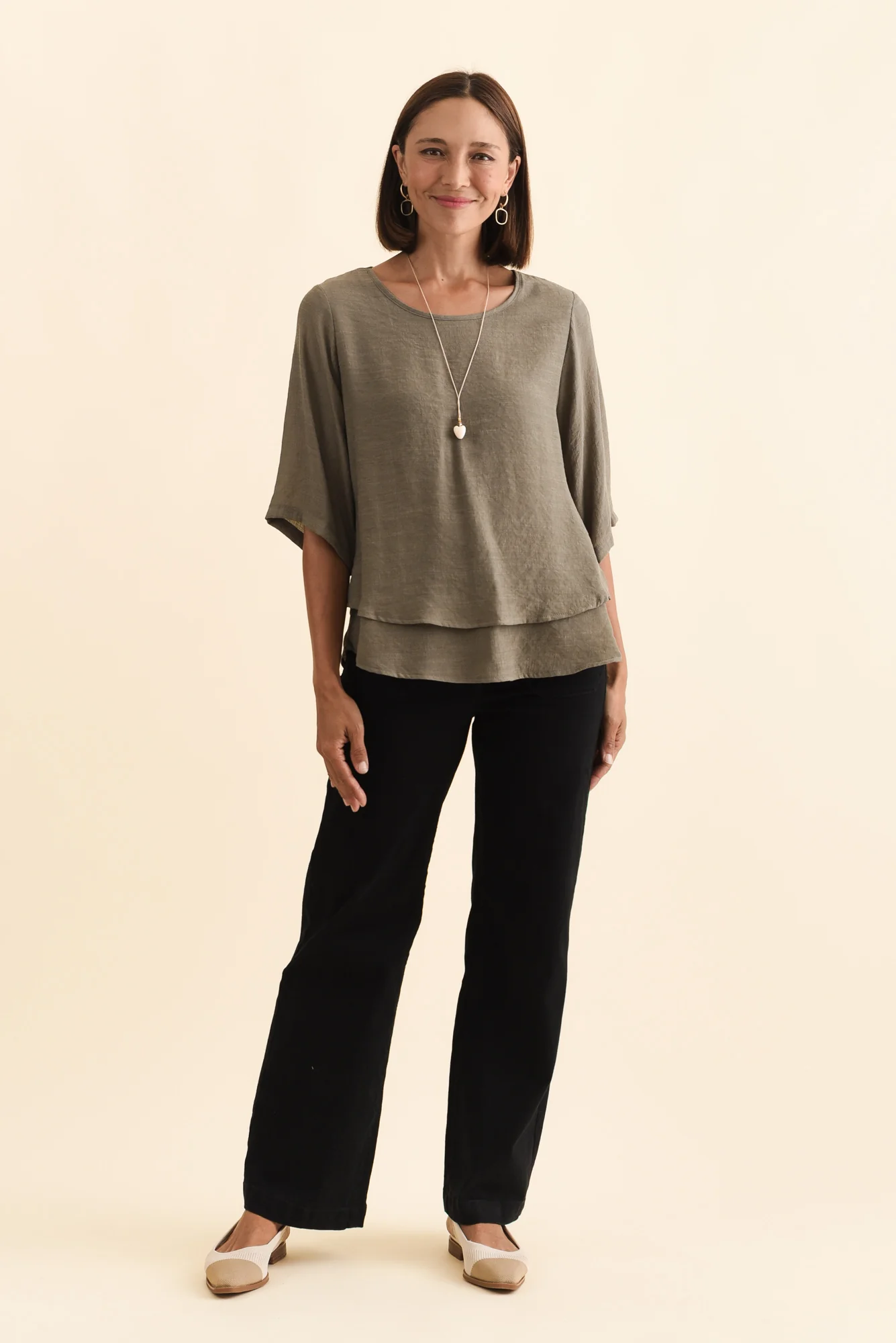 Liora Khaki Layered Top - Image 3
