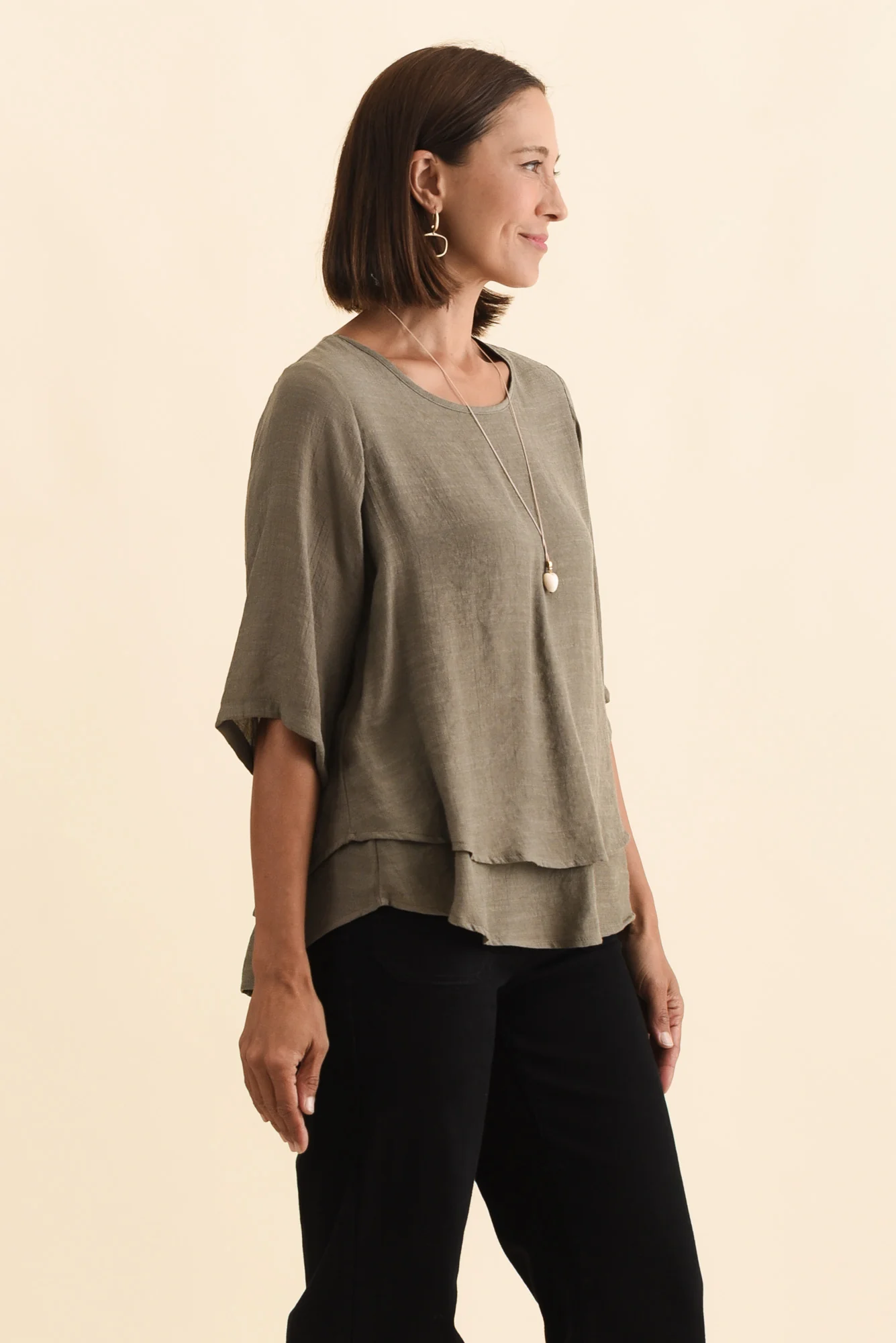 Liora Khaki Layered Top - Image 4