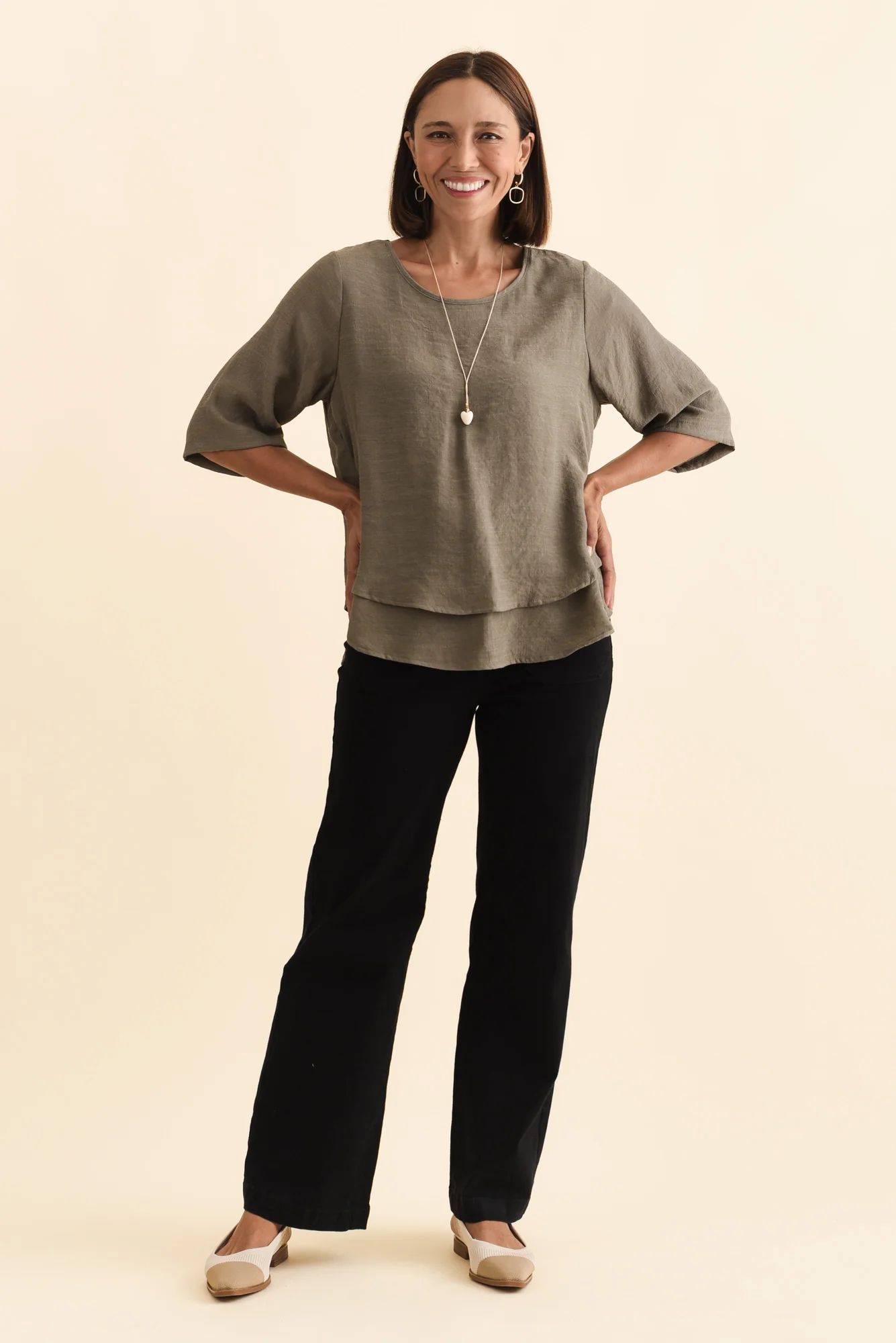 Liora Khaki Layered Top - Image 7