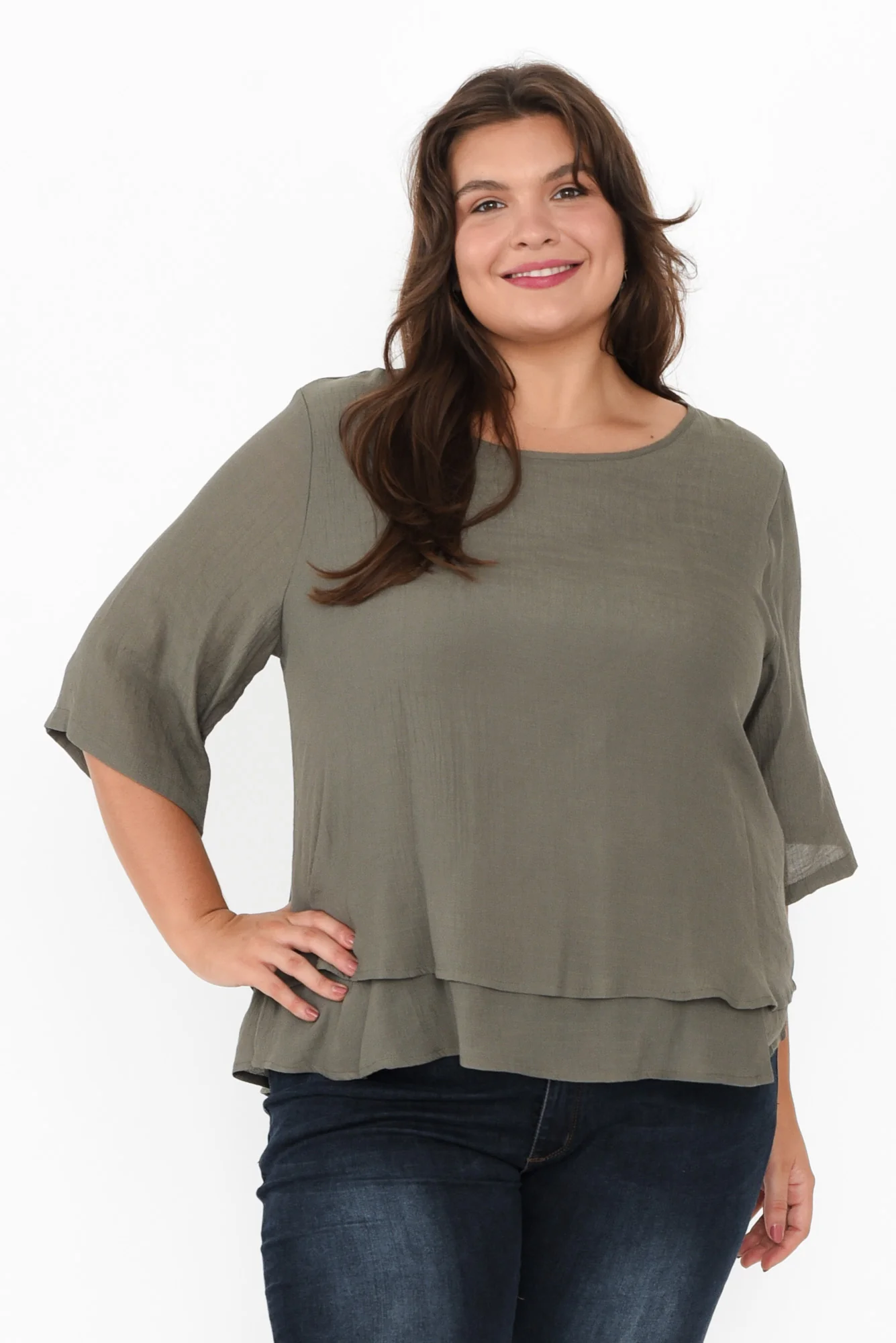 Liora Khaki Layered Top - Image 8