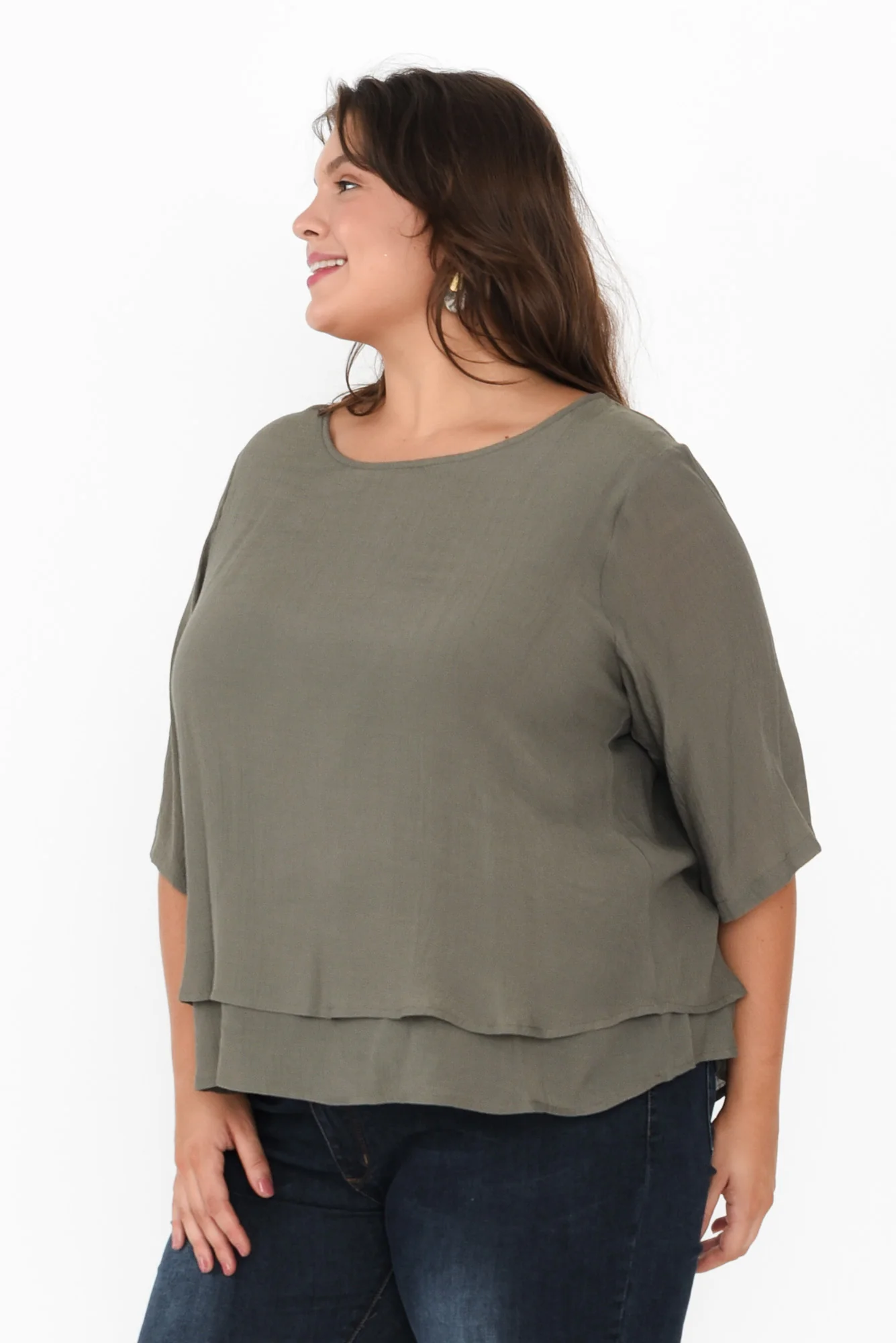 Liora Khaki Layered Top - Image 9