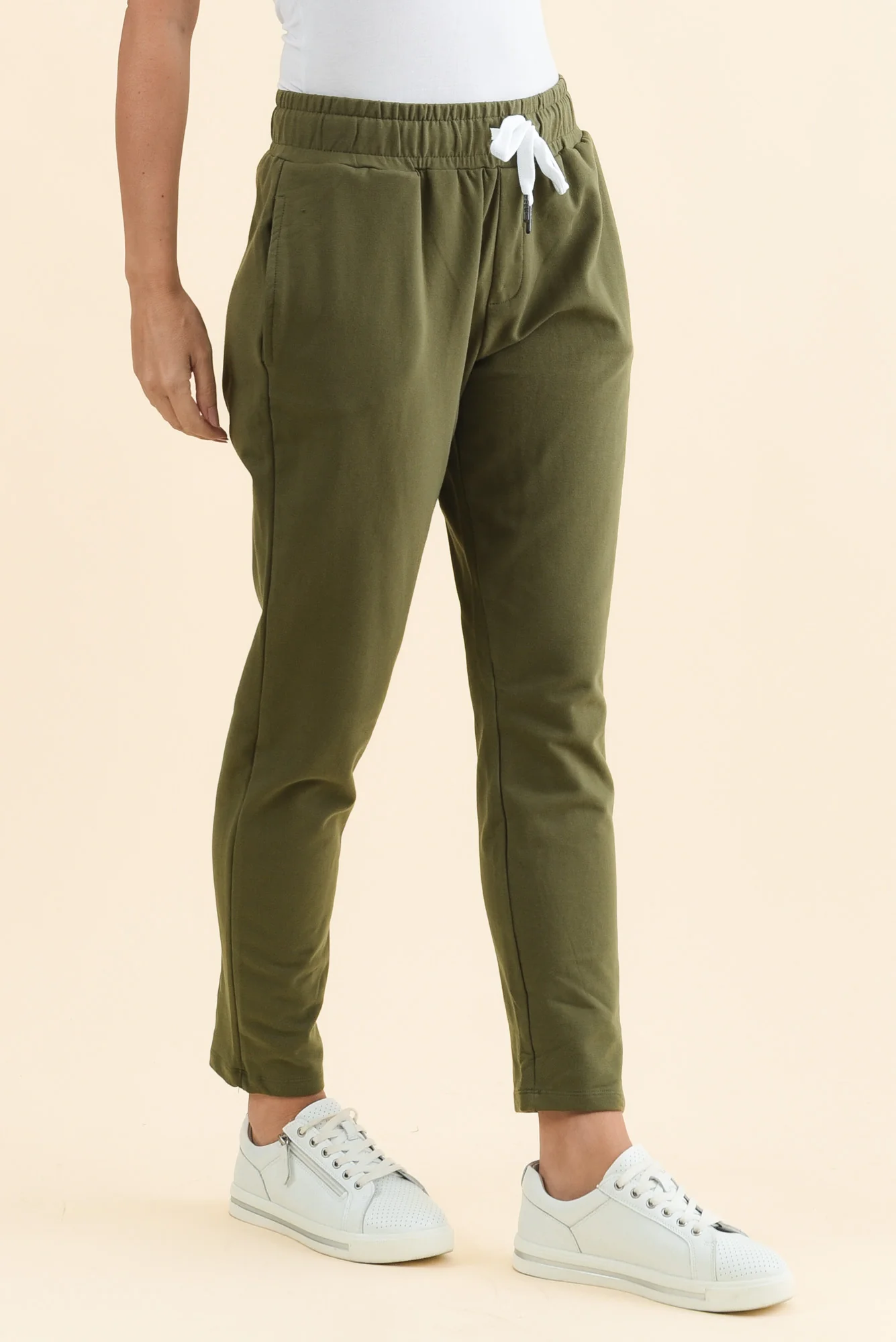 Lobby Khaki Cotton Relaxed Sweatpants - Image 4